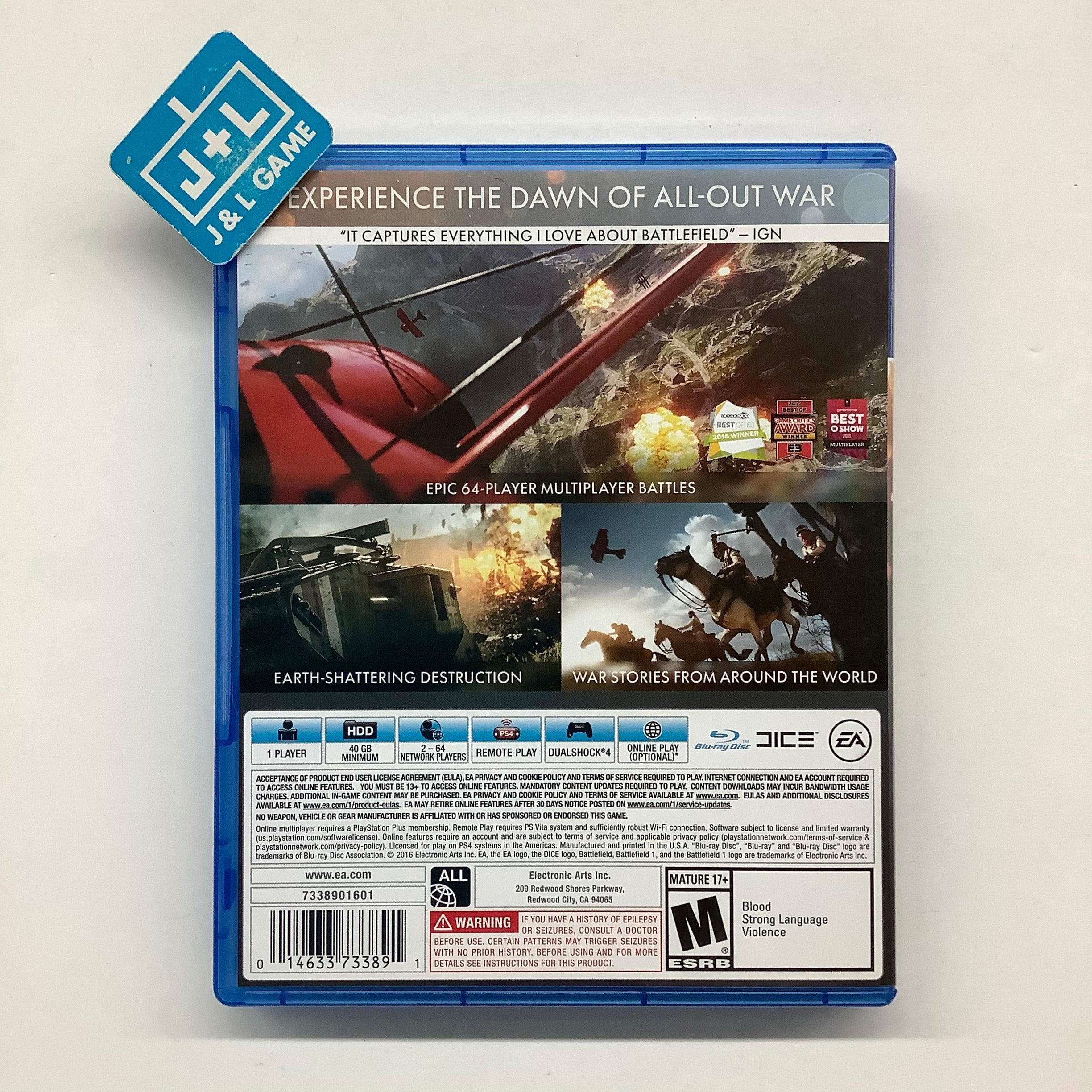 Battlefield 1 - (PS4) PlayStation 4 [Pre-Owned] Video Games Electronic Arts   