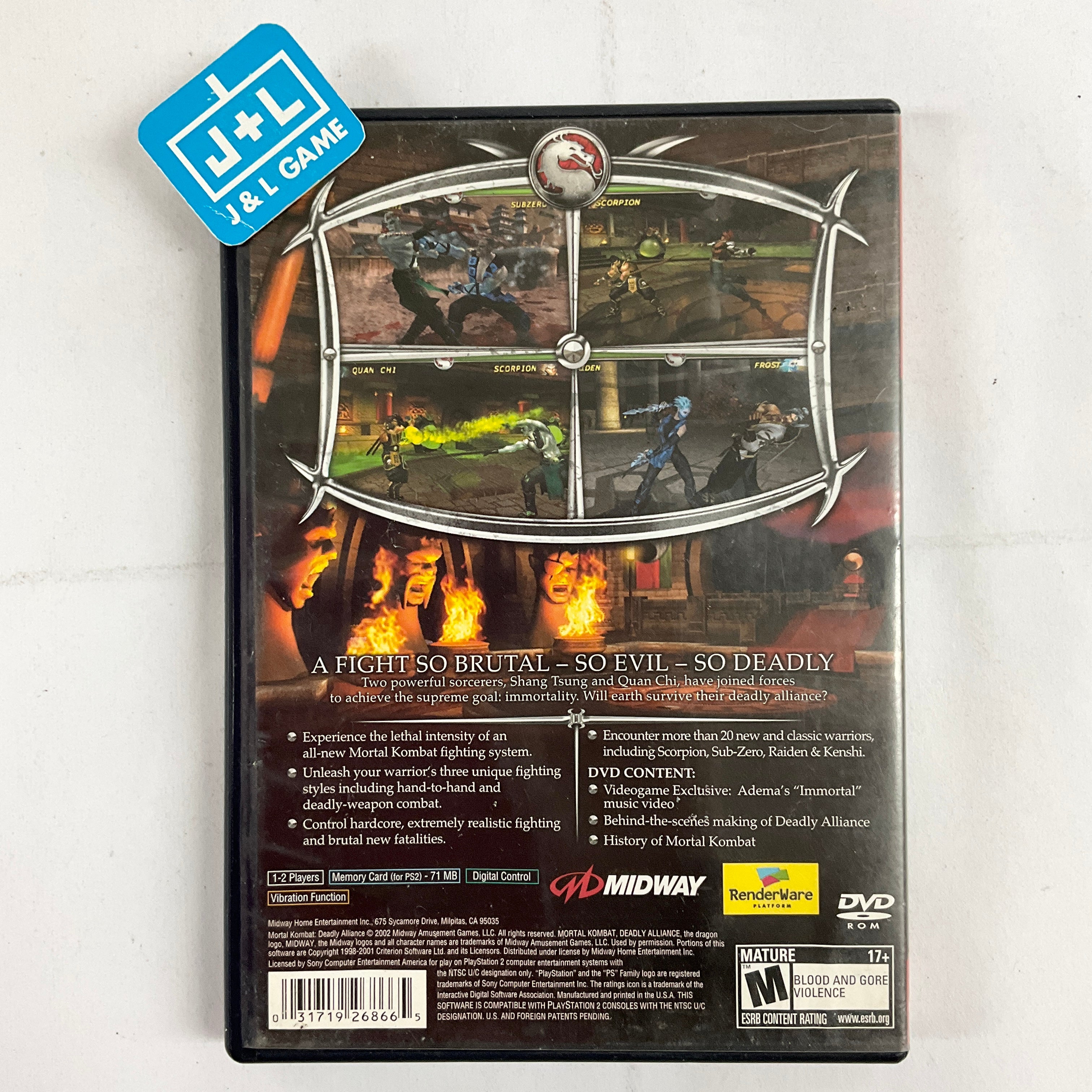 Mortal Kombat: Deadly Alliance (Greatest Hits) - (PS2) PlayStation 2 [Pre-Owned] Video Games Midway   