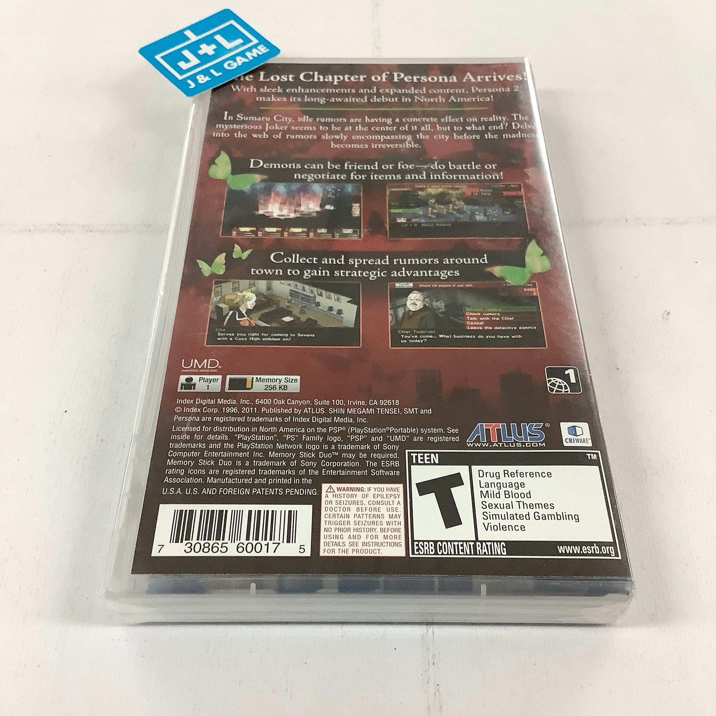 Shin Megami Tensei: Persona 2 Innocent Sin - Sony PSP Video Games Atlus   
