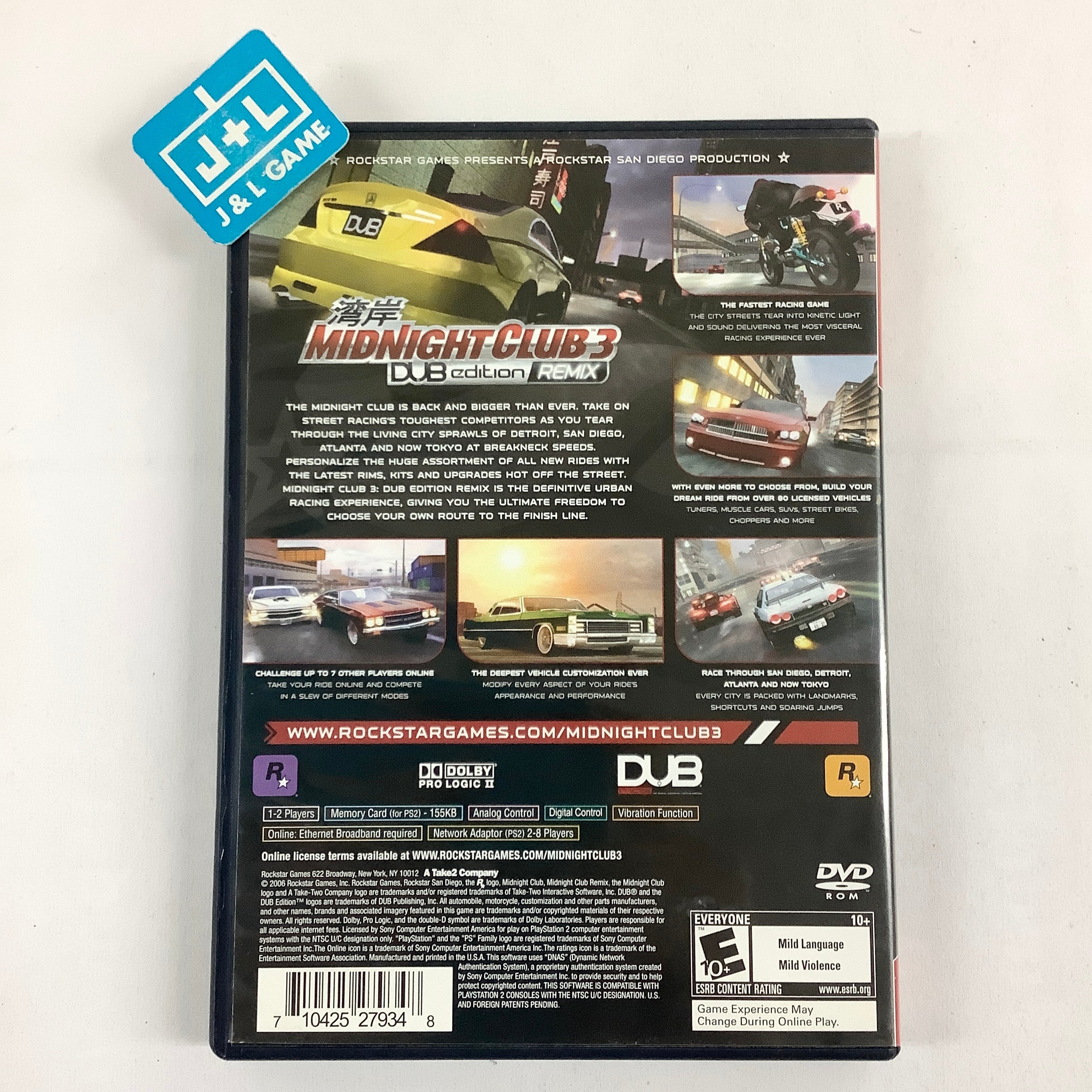 Midnight Club 3: DUB Edition Remix (Greatest Hits) - (PS2) PlayStation 2 [Pre-Owned] Video Games Rockstar Games   