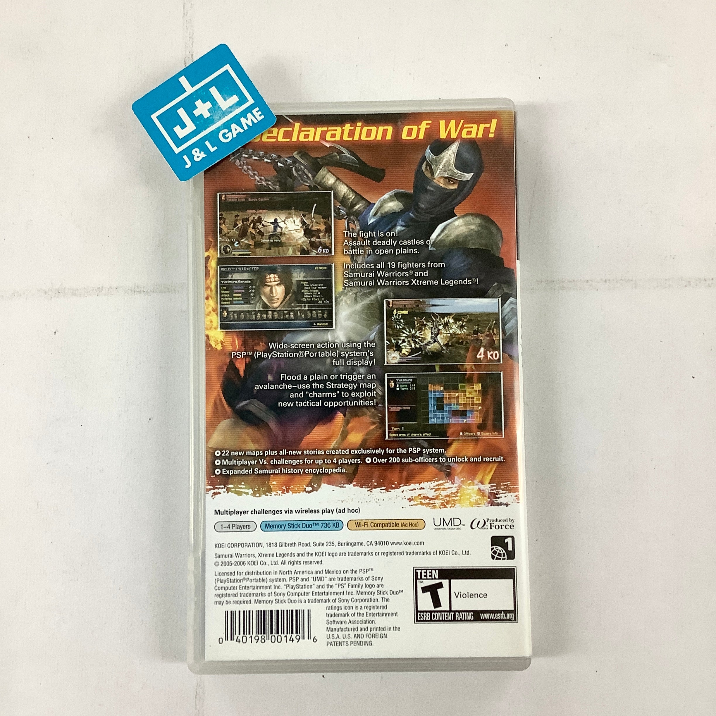 Samurai Warriors: State of War - Sony PSP [Pre-Owned] Video Games Koei   