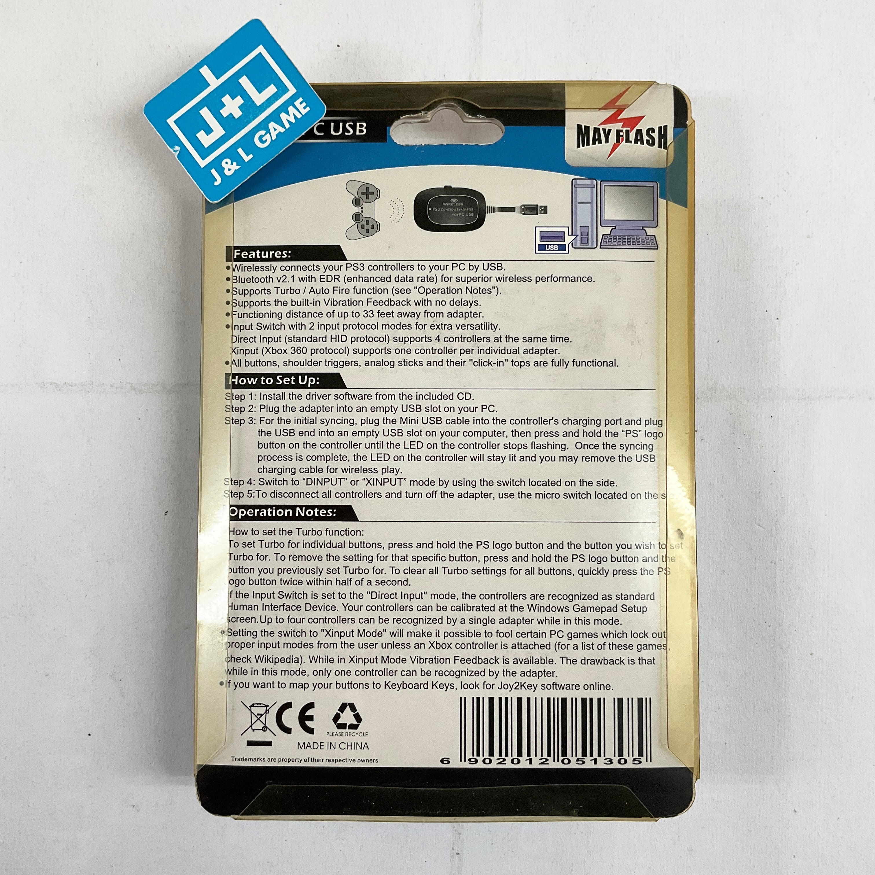 Mayflash Wireless PS3 Controller To PC USB Adapter - (PS3) PlayStation 3 Accessories Mayflash   