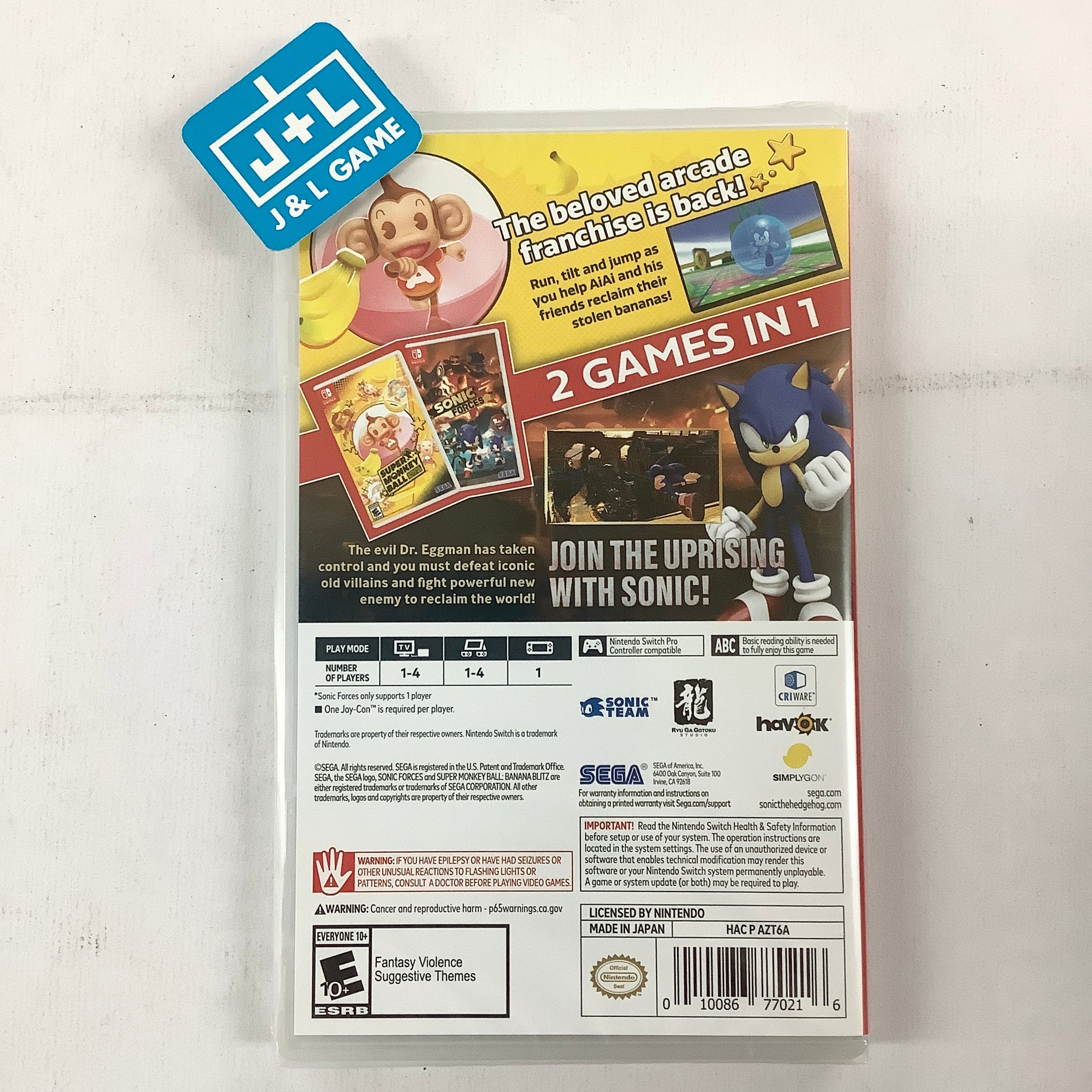 Sonic Forces + Super Monkey Ball: Banana Blitz HD - (NSW) Nintendo Switch Video Games SEGA   