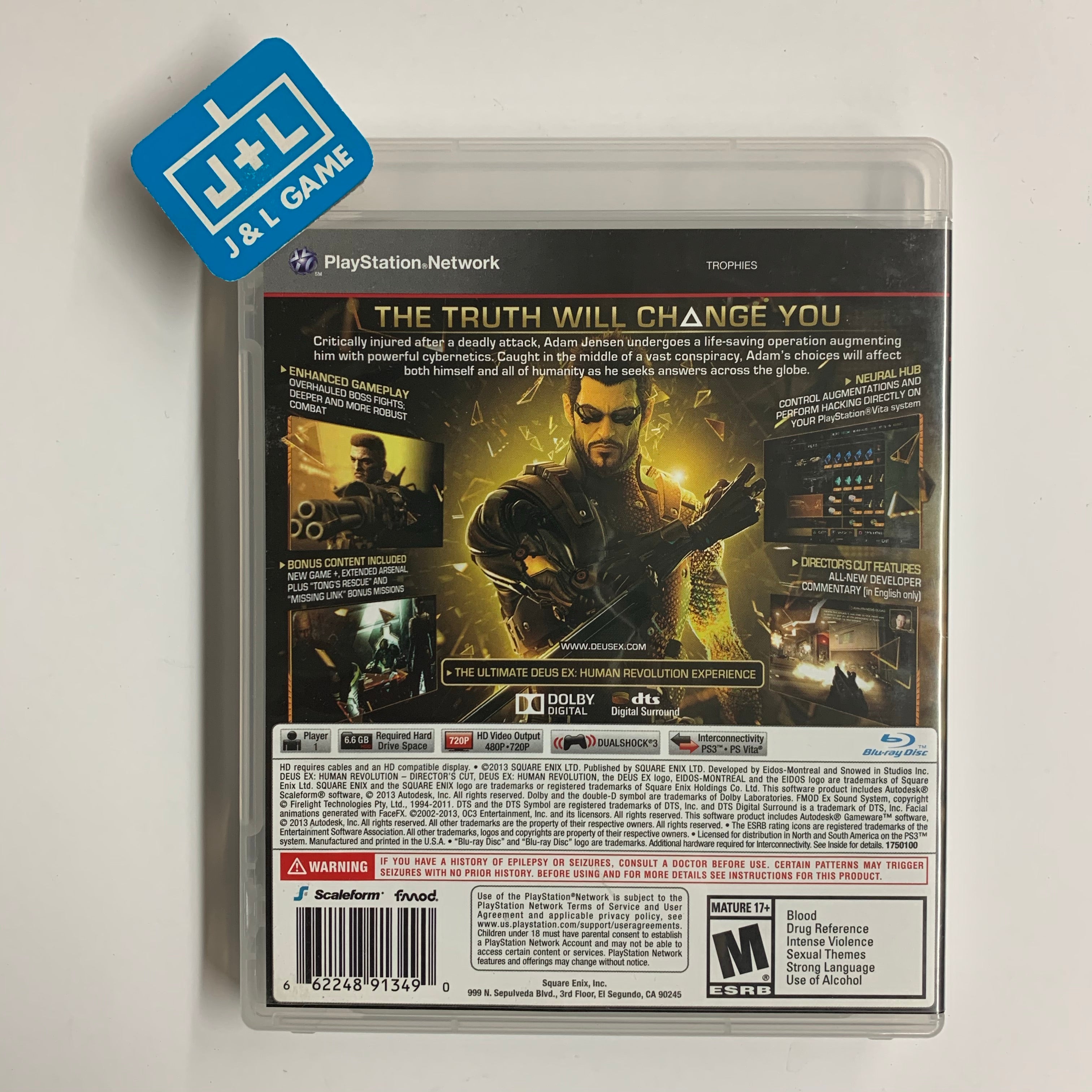 Deus Ex: Human Revolution Director's Cut - PlayStation 3 [Pre-Owned] Video Games Square Enix   