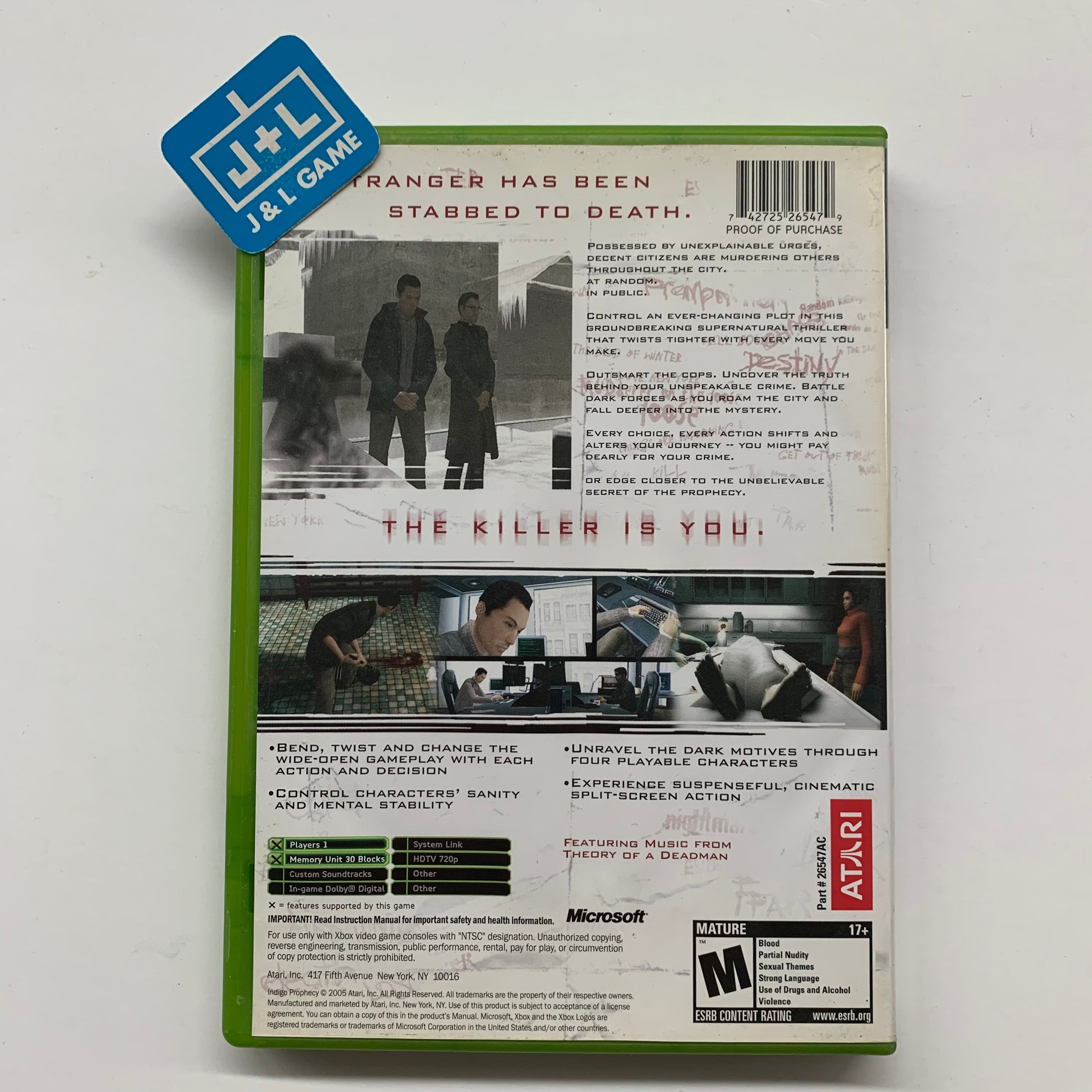 Indigo Prophecy - Xbox [Pre-Owned] Video Games Atari SA   