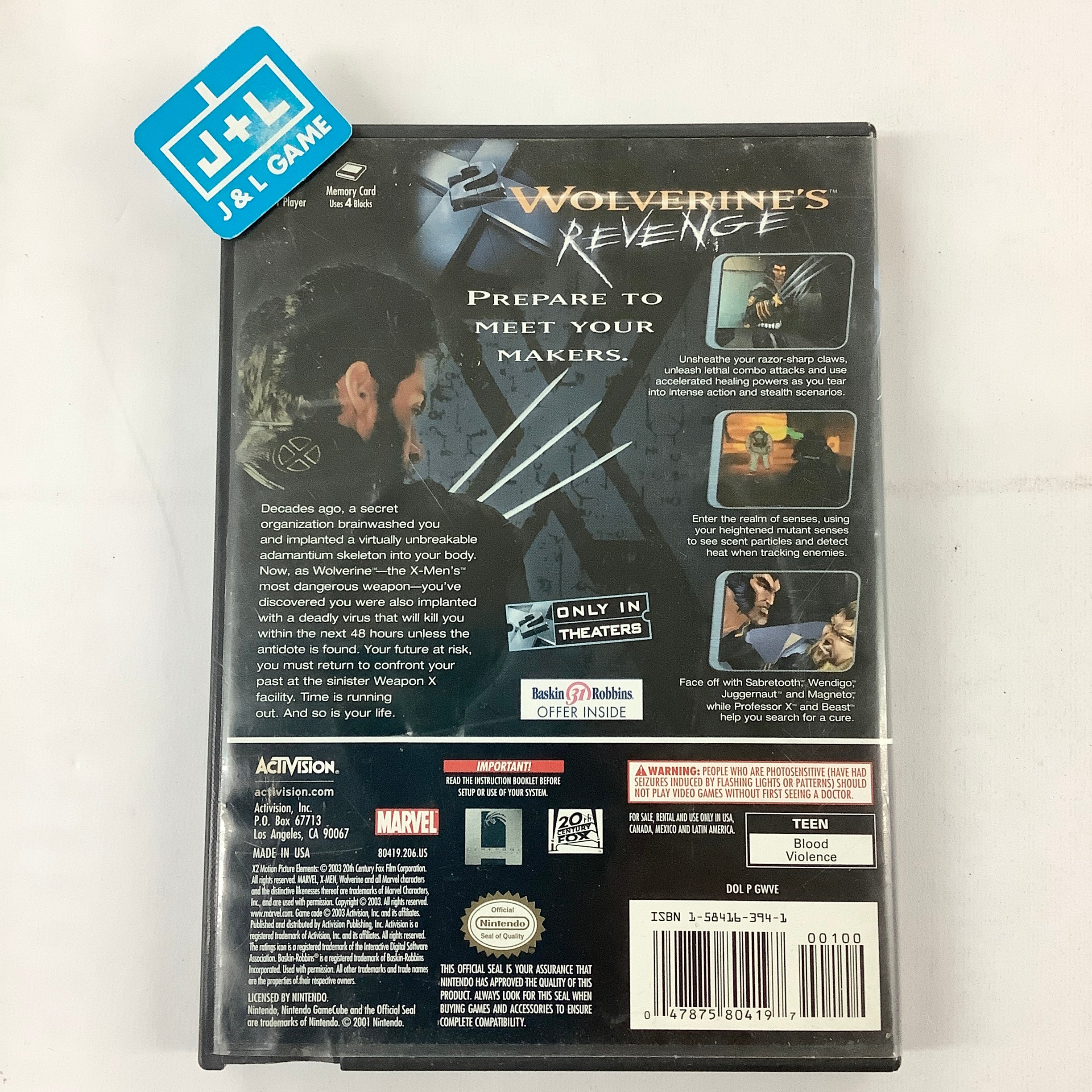 X2: Wolverine's Revenge - (GC) GameCube [Pre-Owned] Video Games Activision   