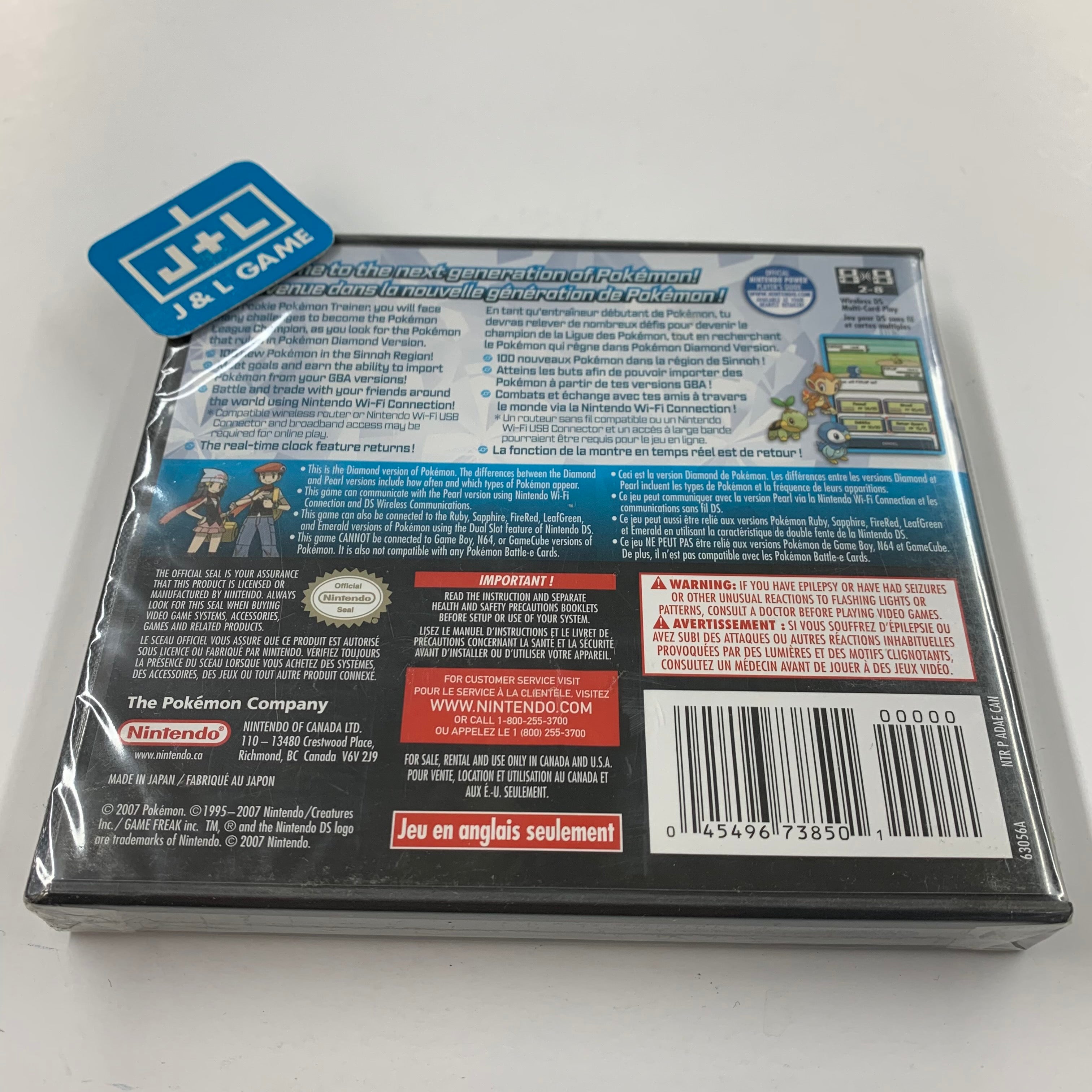 Pokemon Diamond Version (Canada) - (NDS) Nintendo DS Video Games Nintendo   