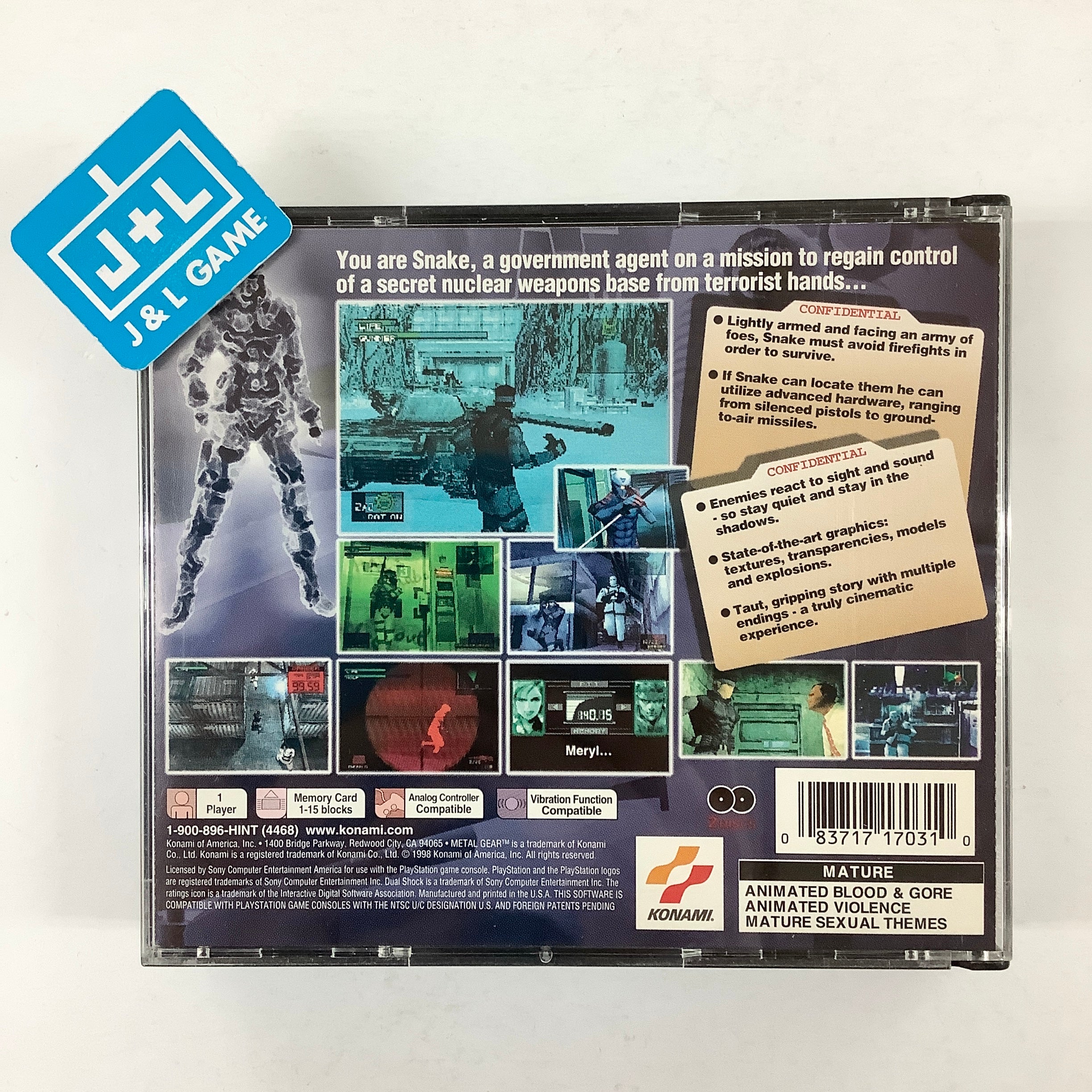 Metal Gear Solid - (PS1) PlayStation 1 [Pre-Owned] Video Games Konami   