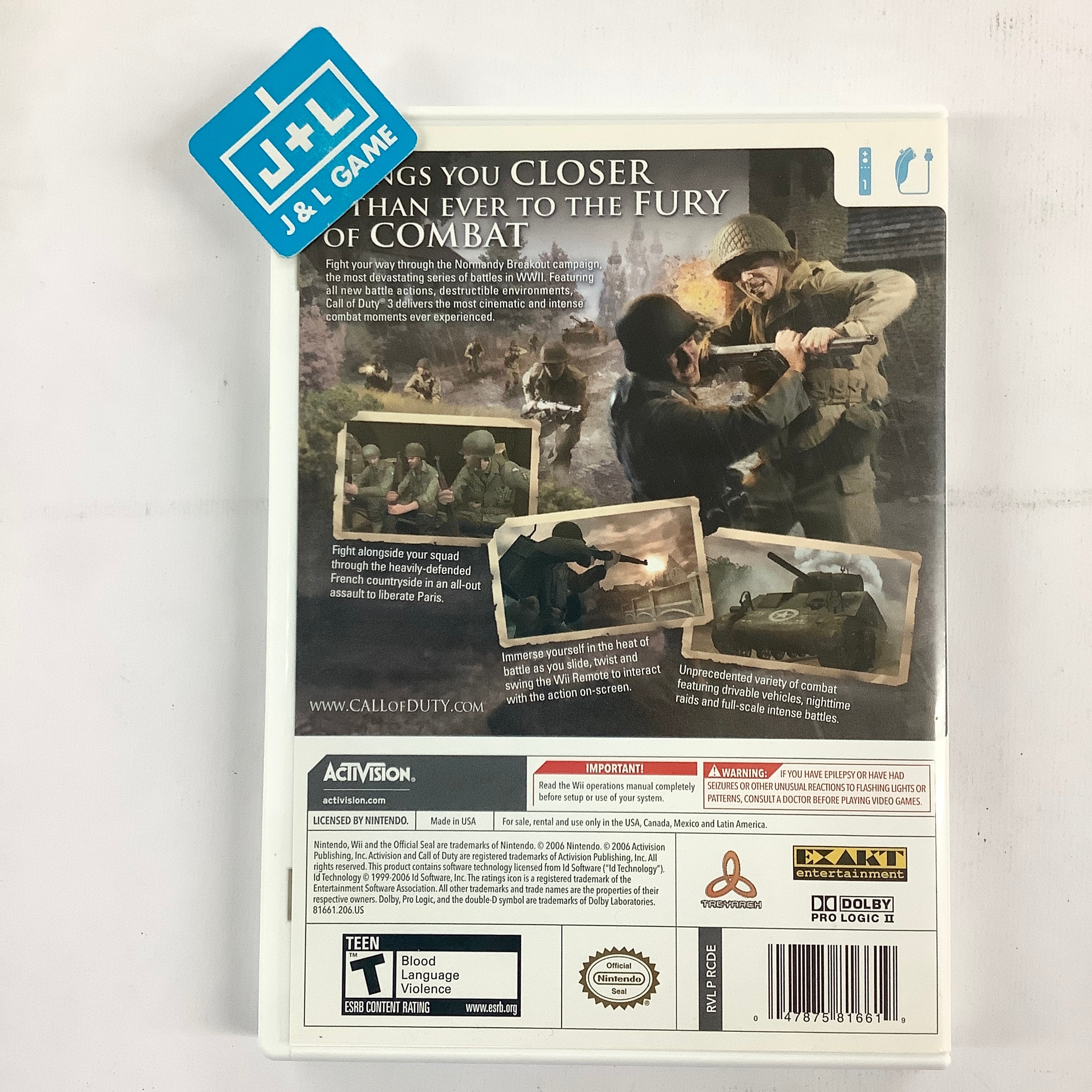 Call of Duty 3 - Nintendo Wii [Pre-Owned] Video Games Activision   