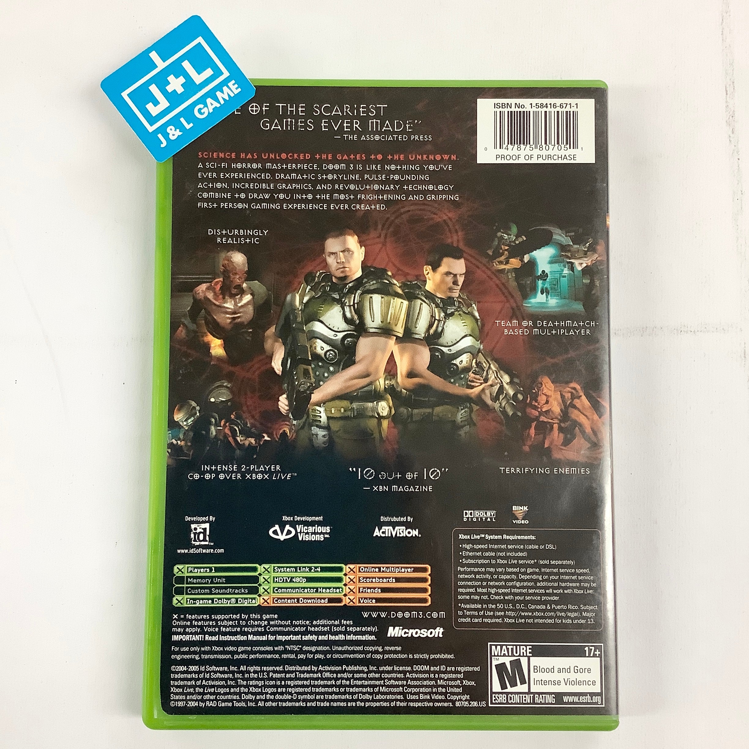 Doom 3 - (XB) Xbox [Pre-Owned] Video Games Activision   