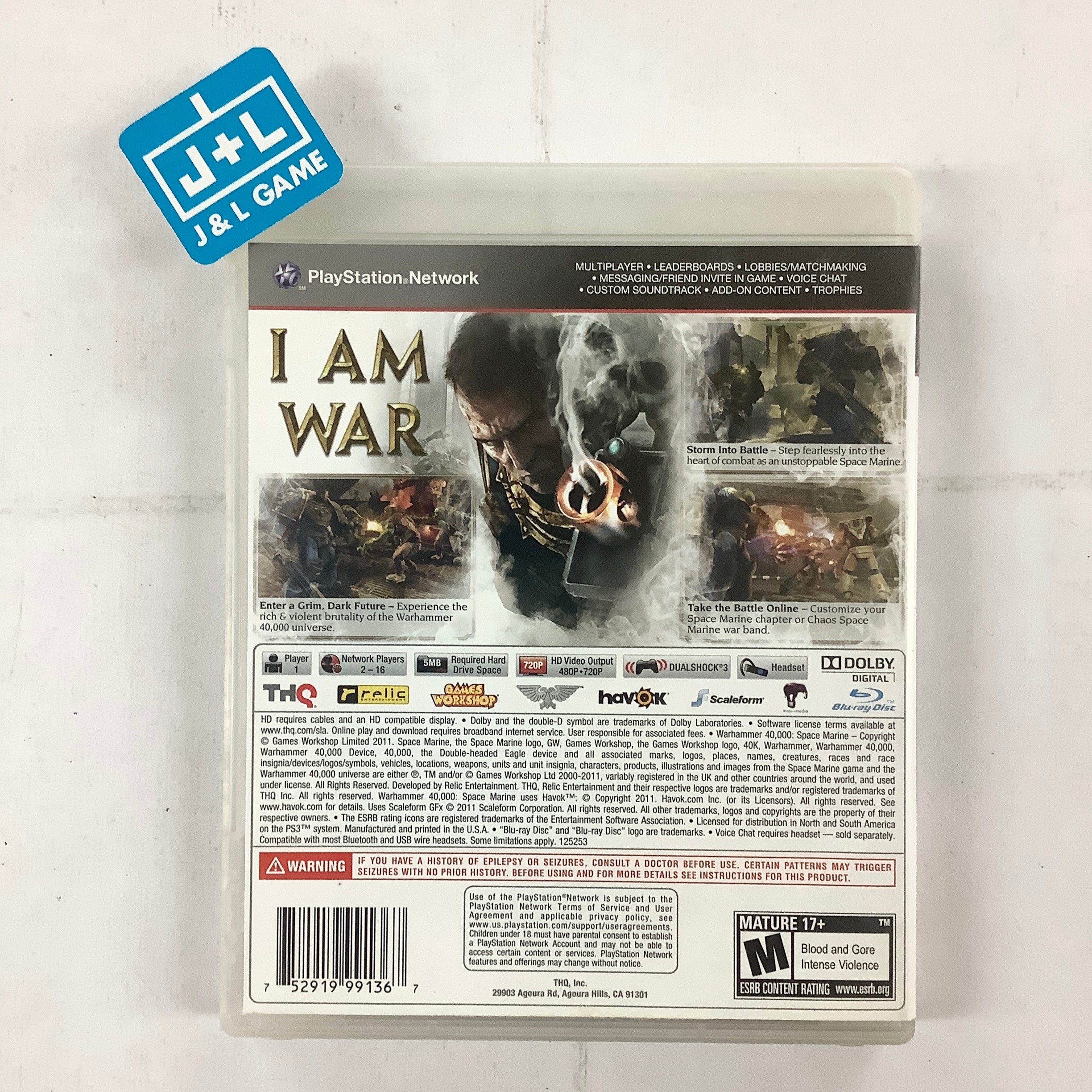 Warhammer 40,000: Space Marine - (PS3) PlayStation 3 [Pre-Owned] Video Games THQ   