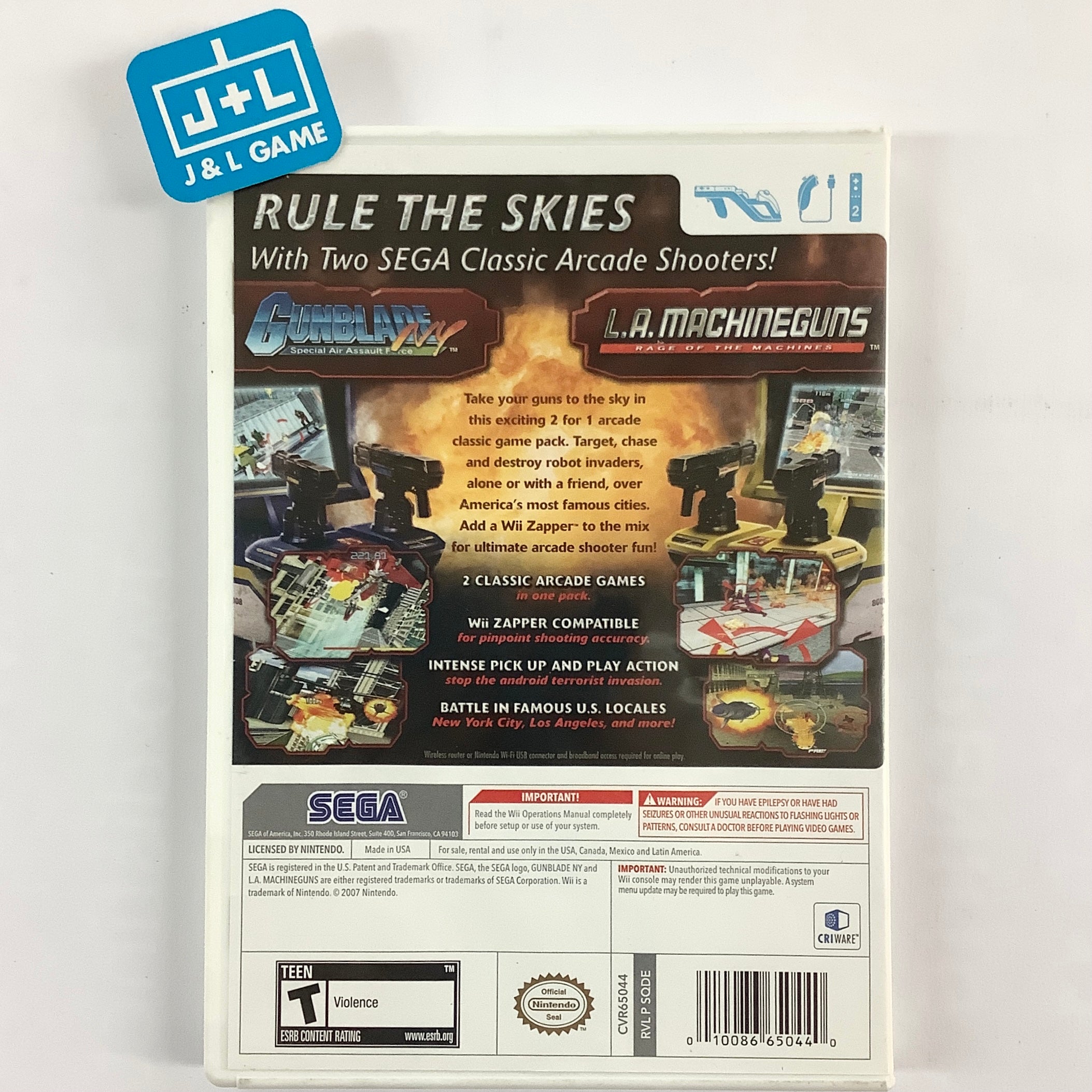 Gunblade NY & L.A. Machineguns Arcade Hits Pack - Nintendo Wii [Pre-Owned] Video Games Sega   