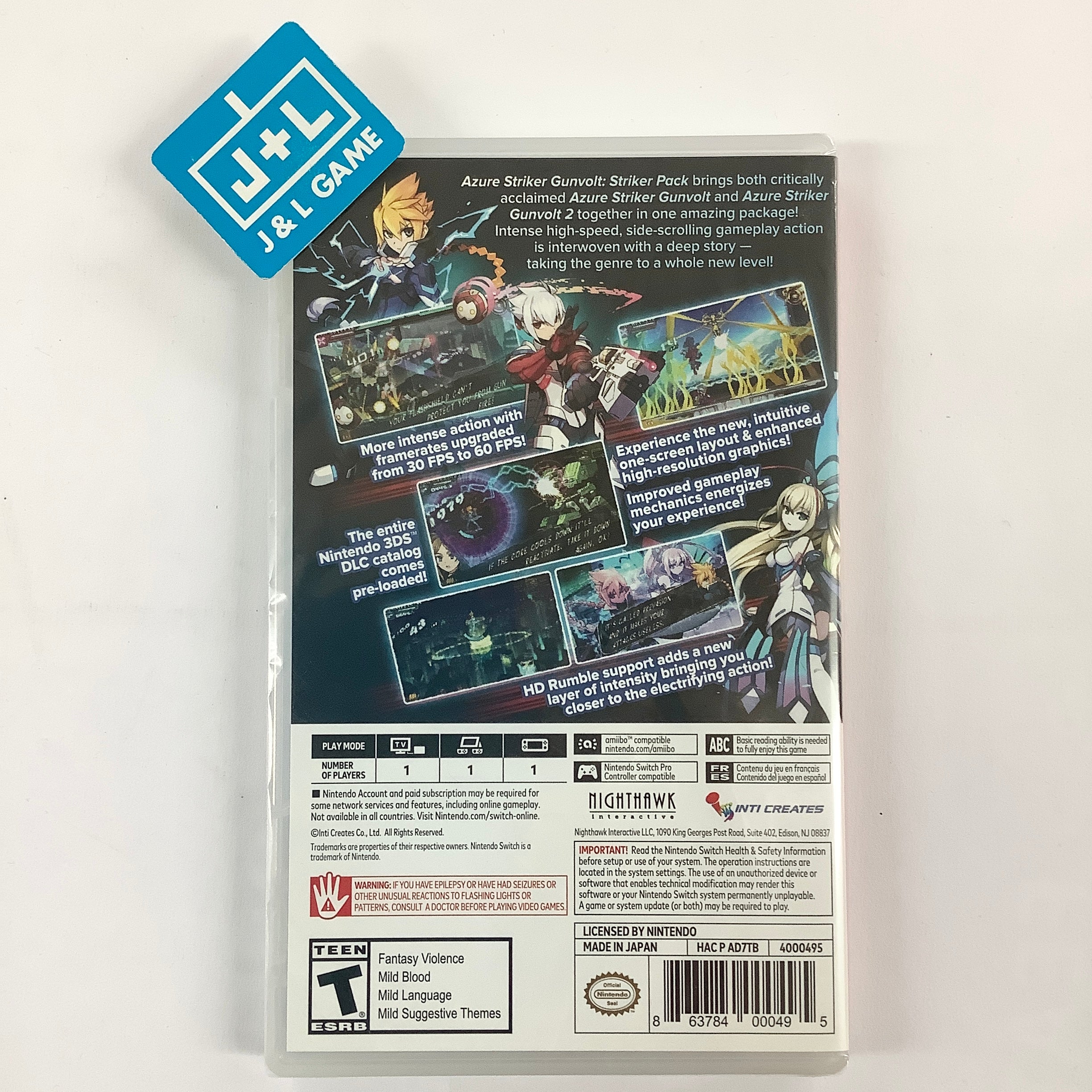 Azure Striker Gunvolt: Striker Pack - (NSW) Nintendo Switch Video Games Nighthawk Interactive   