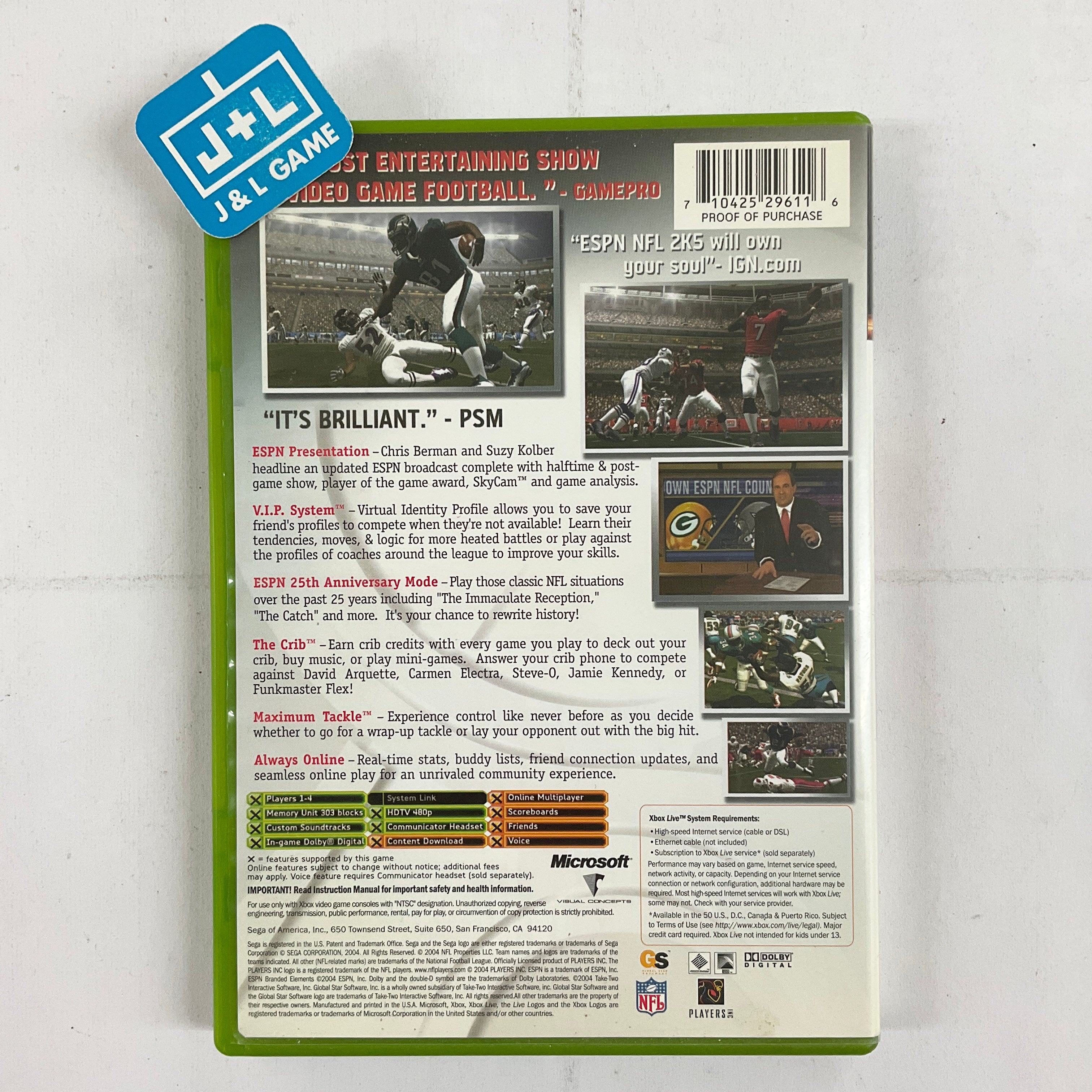 ESPN NFL 2K5 - (XB) Xbox [Pre-Owned] Video Games Sega   