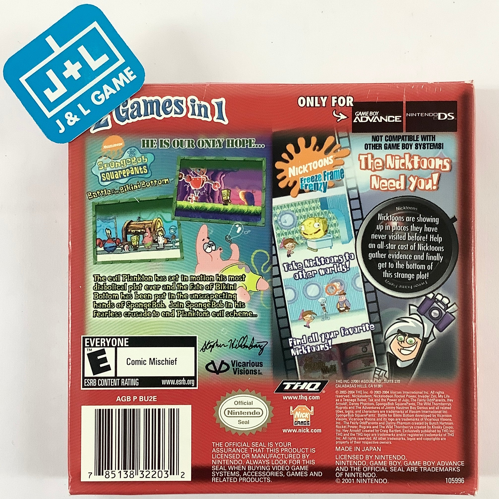 2 Games in 1 Double Pack - SpongeBob SquarePants: Battle for Bikini Bottom & Nicktoons: Freeze Frame Frenzy - (GBA) Game Boy Advance [Pre-Owned] Video Games THQ   