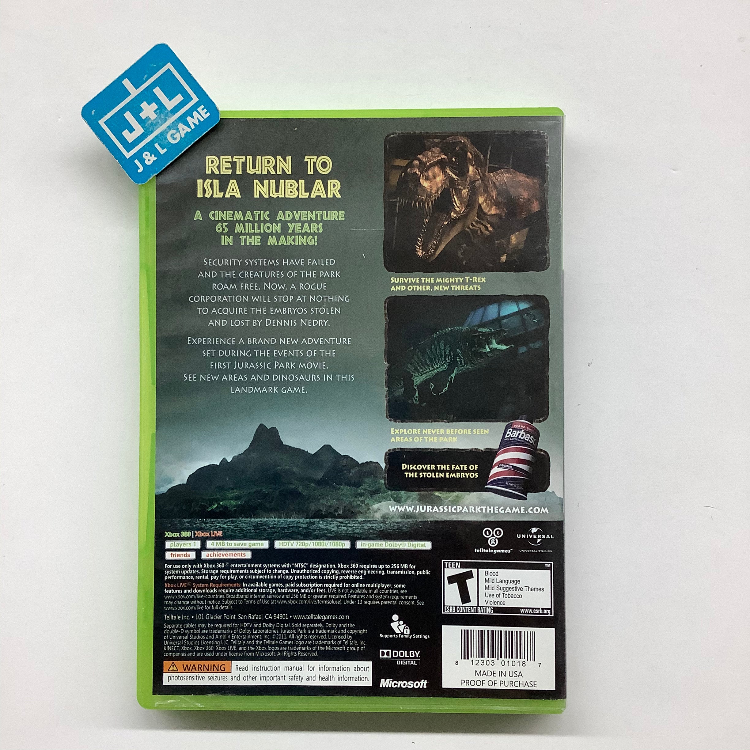 Jurassic Park: The Game - Xbox 360 [Pre-Owned] Video Games Telltale Games   