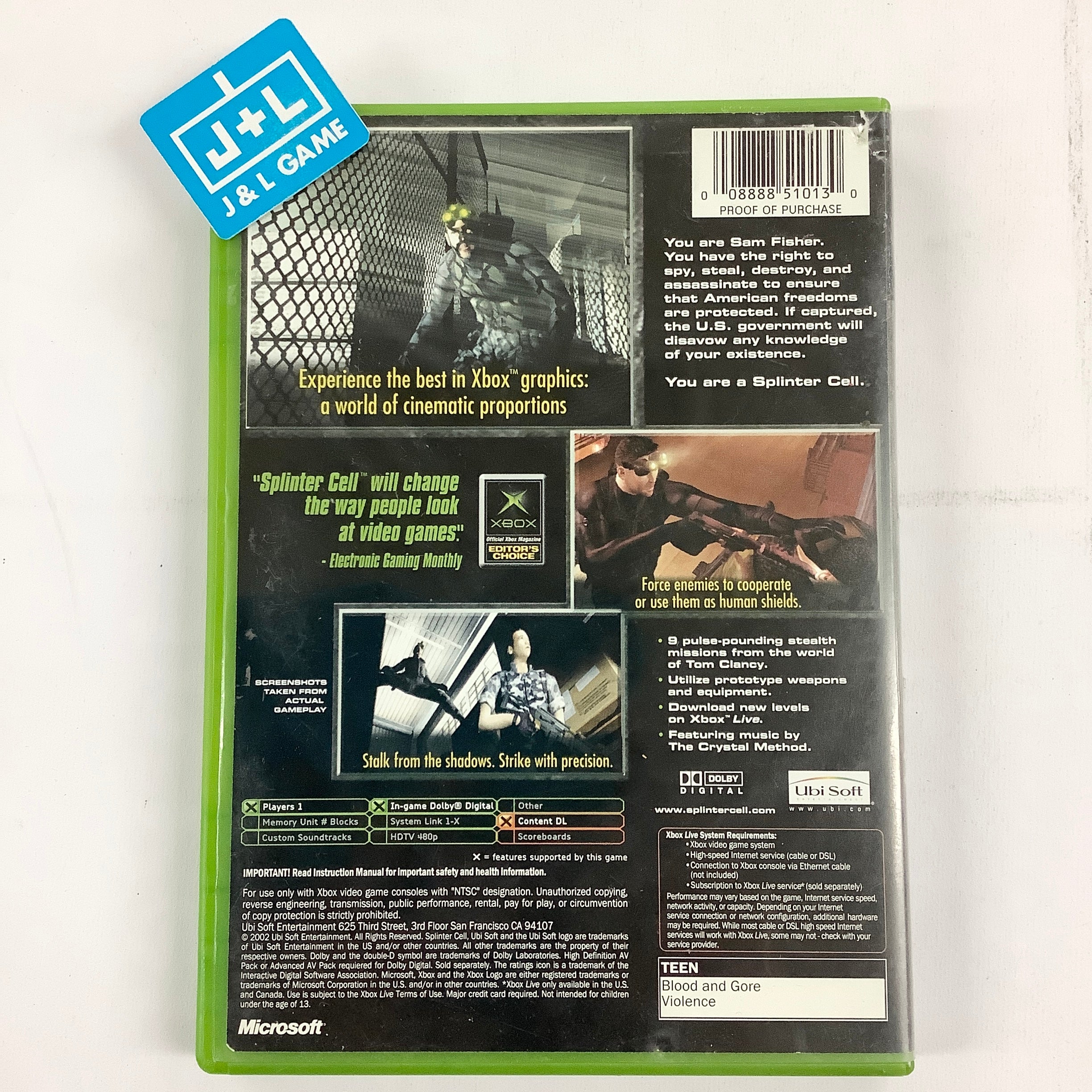 Tom Clancy's Splinter Cell: Stealth Action Redefined - (XB) Xbox [Pre-Owned] Video Games Ubisoft   