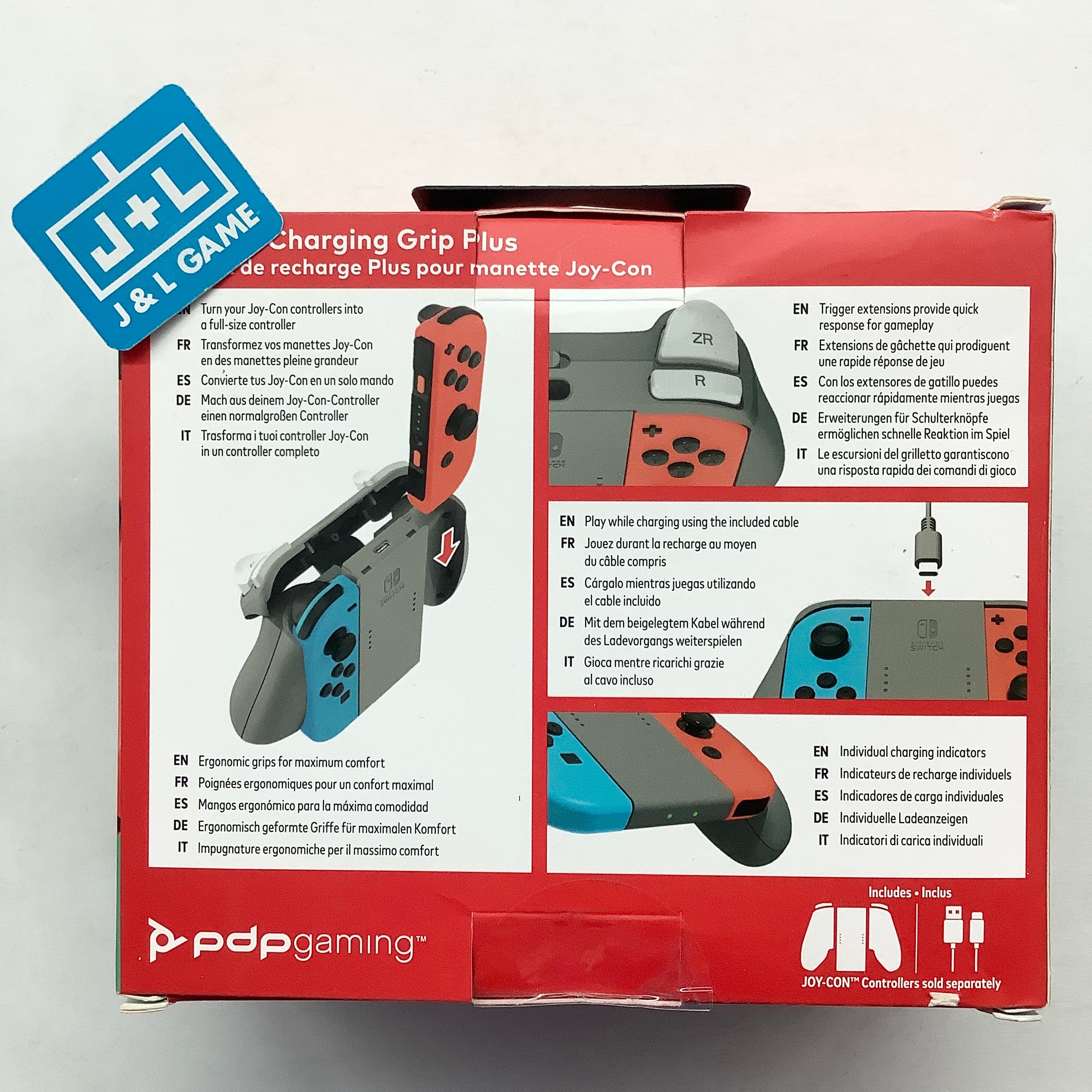 PDP Joy-Con Charging Grip Plus (Gray) - (NSW) Nintendo Switch Accessories PDP   