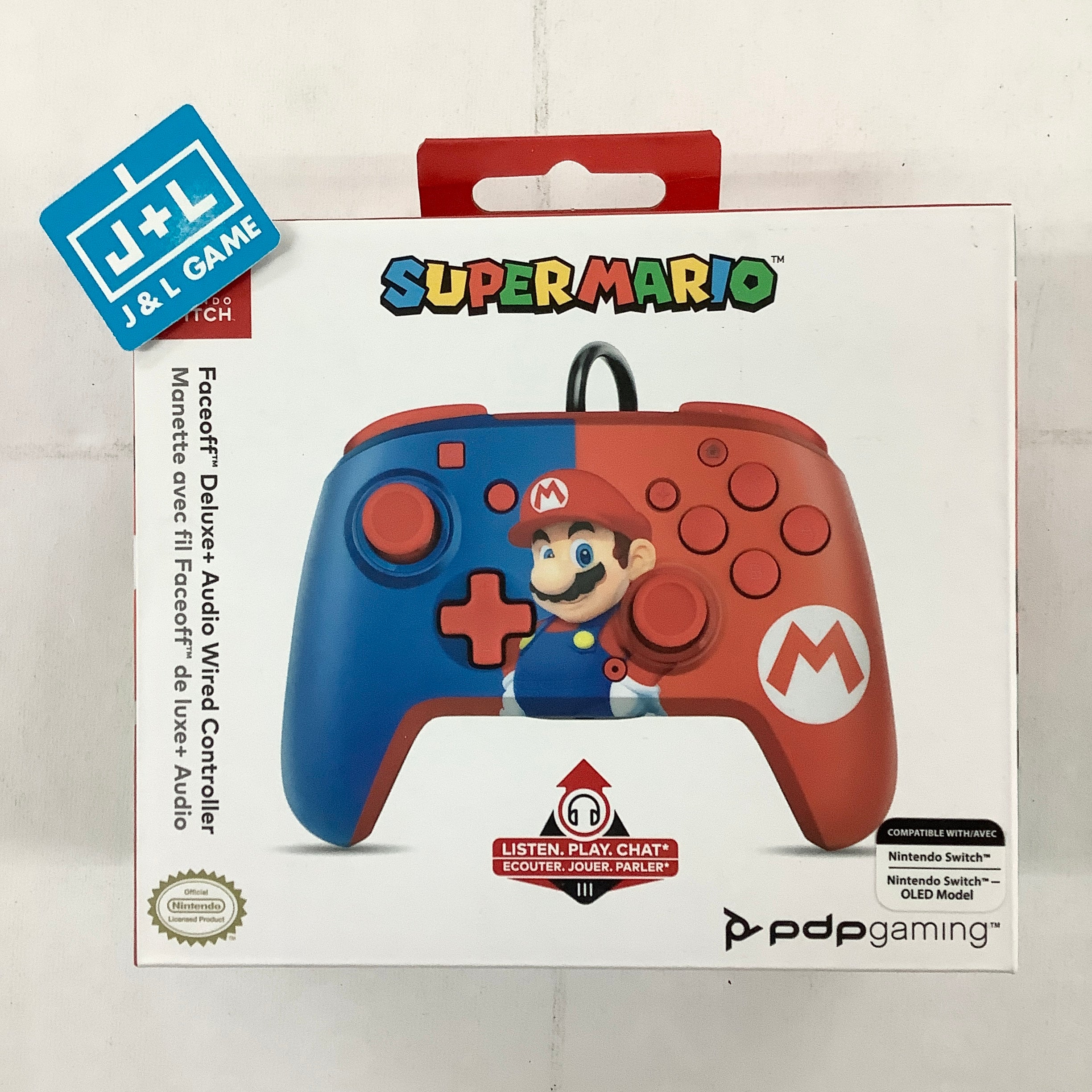 PDP Gaming Mario Wired Pro Controller Faceplate: Blue/Red - (NSW) Nintendo Switch Accessories PDP   