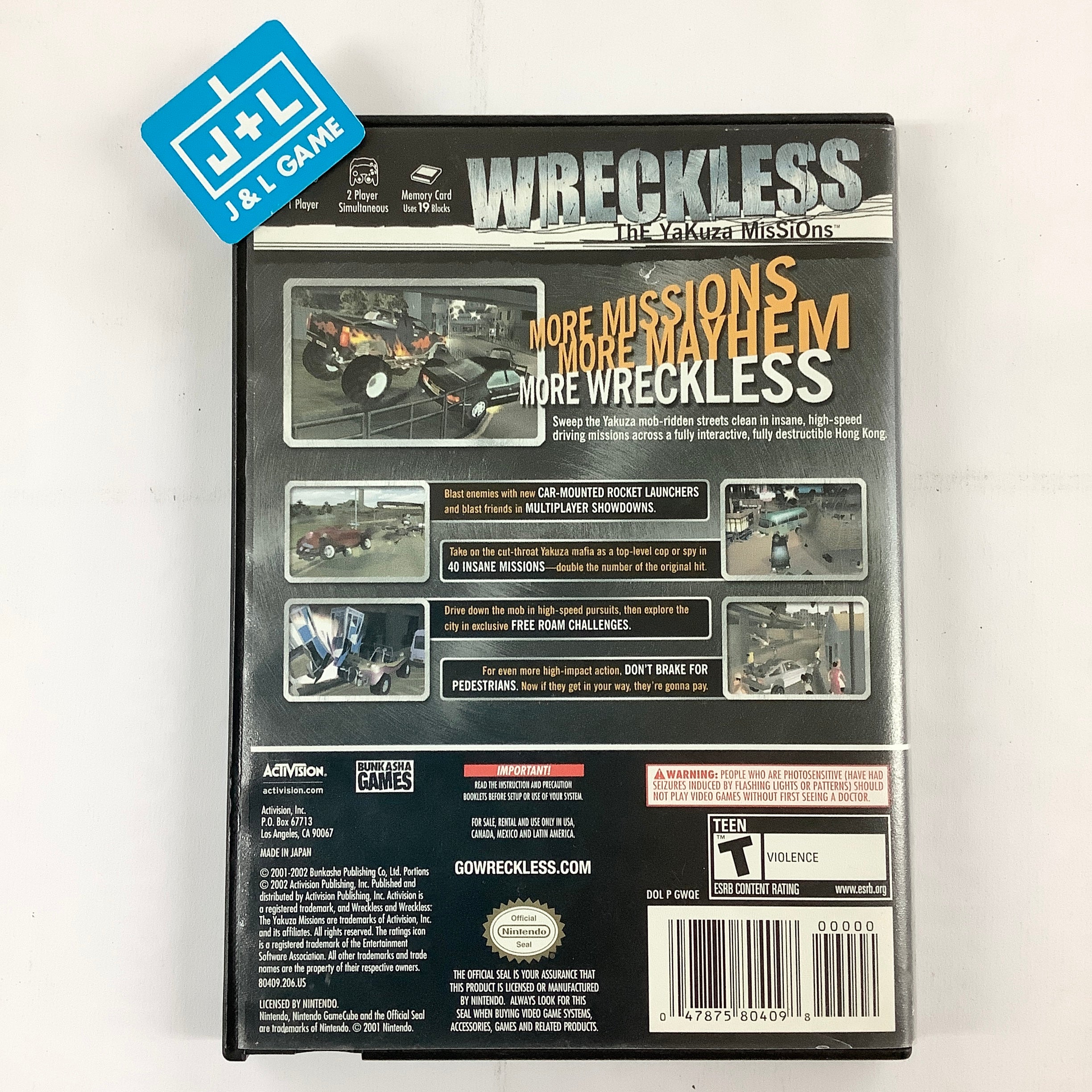 Wreckless: The Yakuza Missions - (GC) GameCube [Pre-Owned] Video Games Activision   