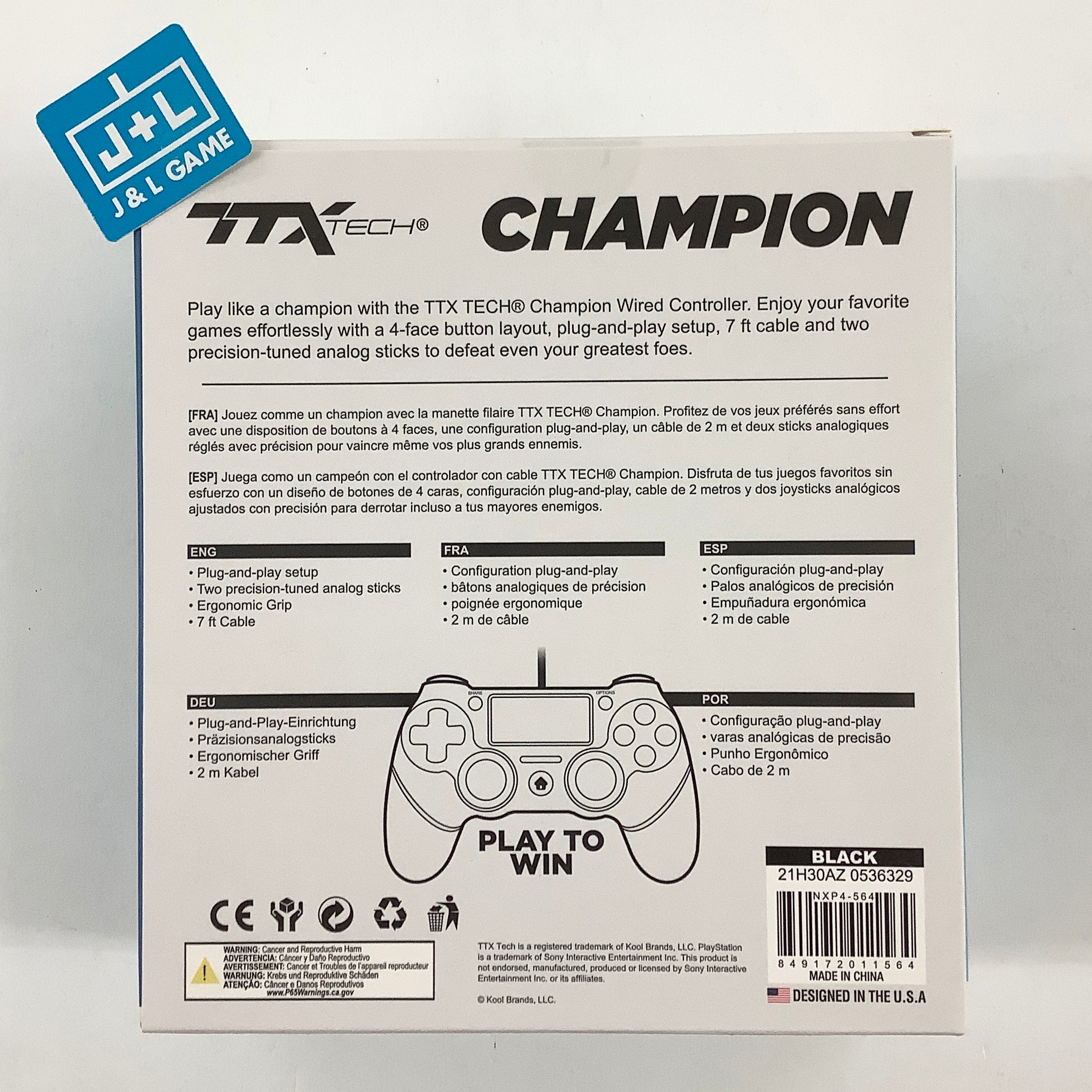 TTX PlayStation 4 Champion Wired Controller (Black) - (PS4) PlayStation 4 Accessories TTX Tech   