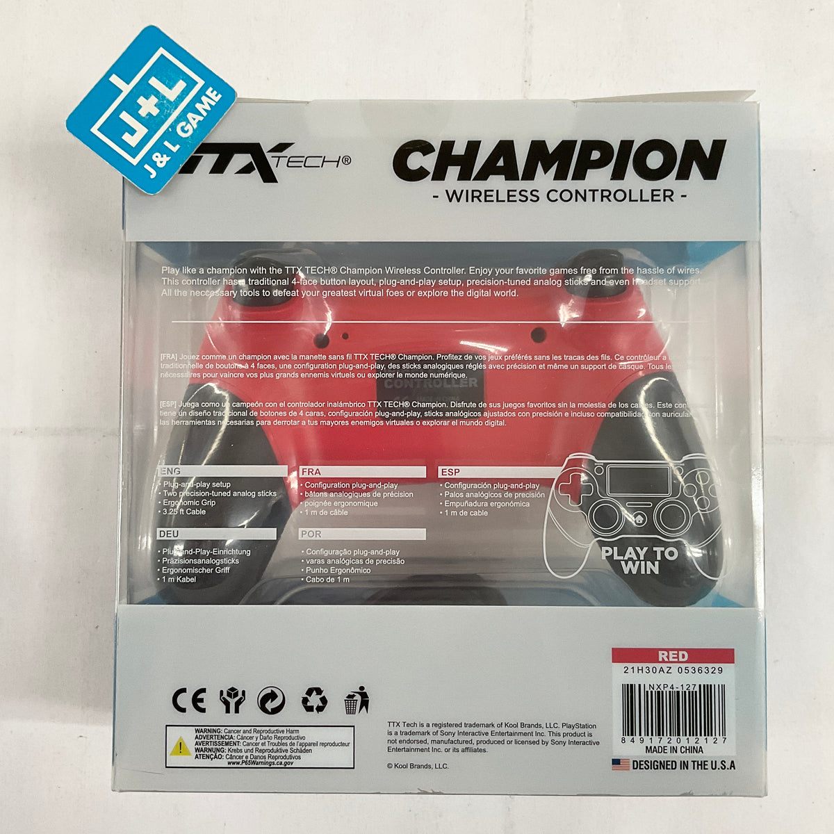 Ttx Controller TTX Playstation 4 Champion Wireless Controller (Red) - (PS4) Playstati ...