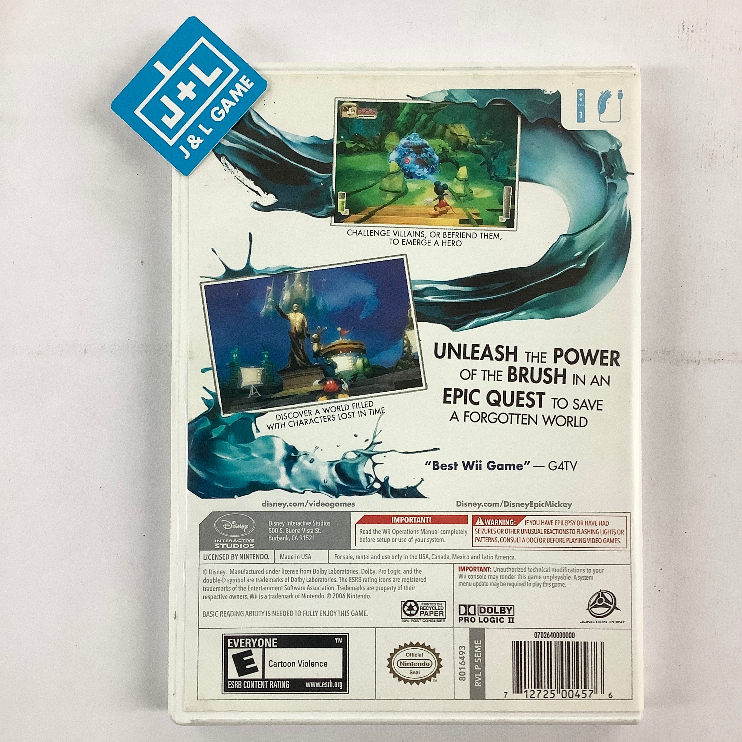 Disney Epic Mickey - Nintendo Wii [Pre-Owned] Video Games Disney Interactive Studios   