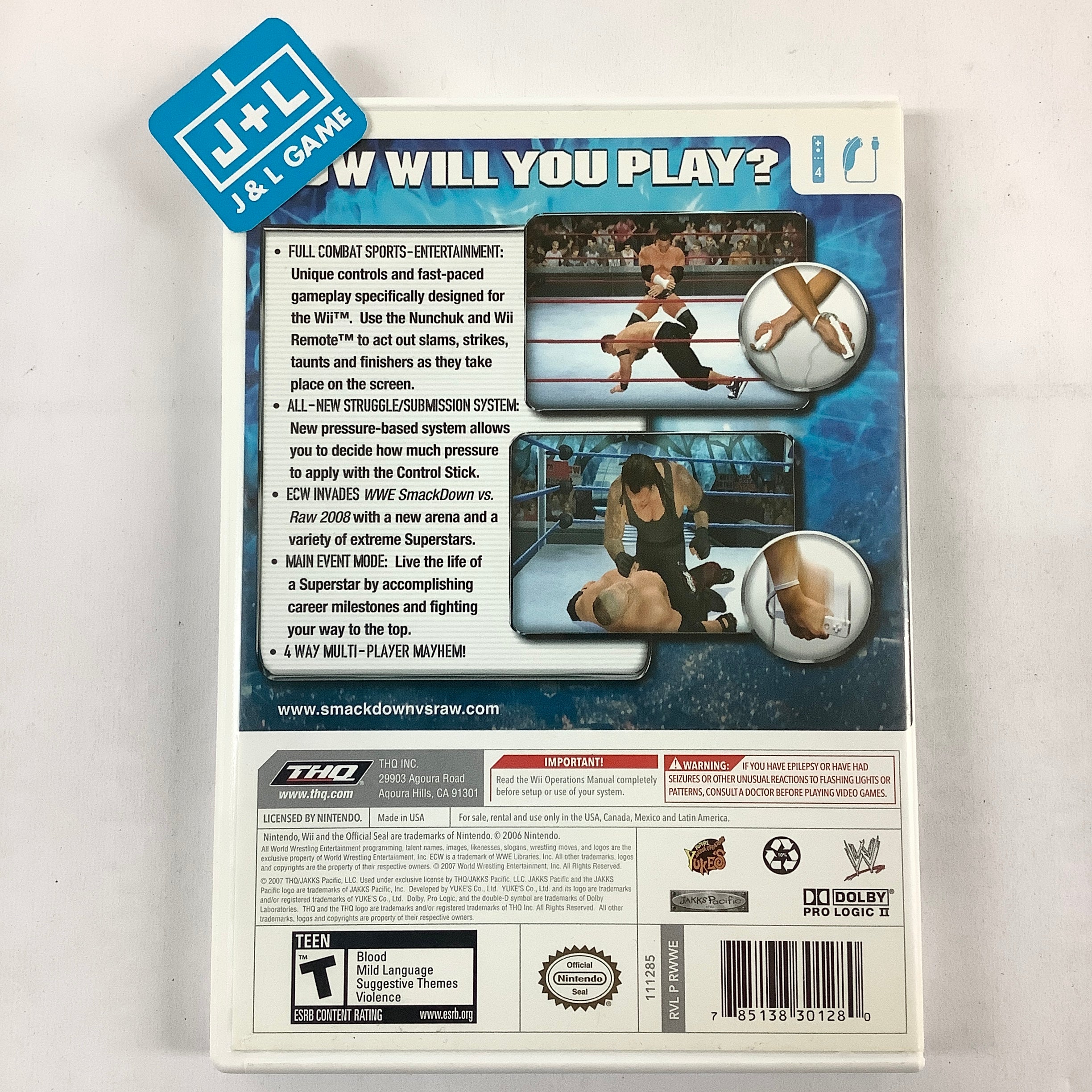 WWE SmackDown vs. Raw 2008 - Nintendo Wii [Pre-Owned] | J&L Game