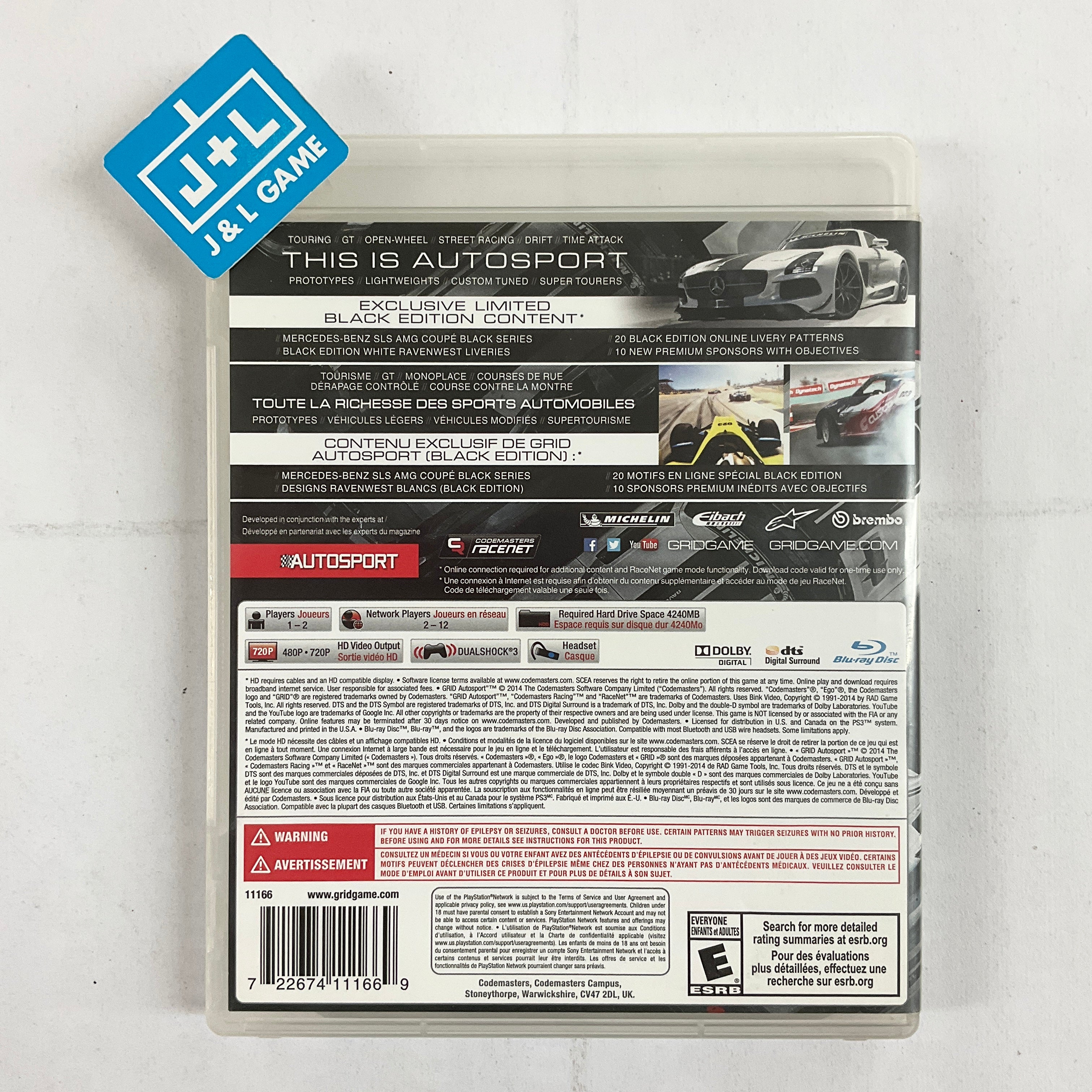 GRID Autosport (Limited Black Edition) - (PS3) Playstation 3 [Pre-Owned] Video Games Codemasters   