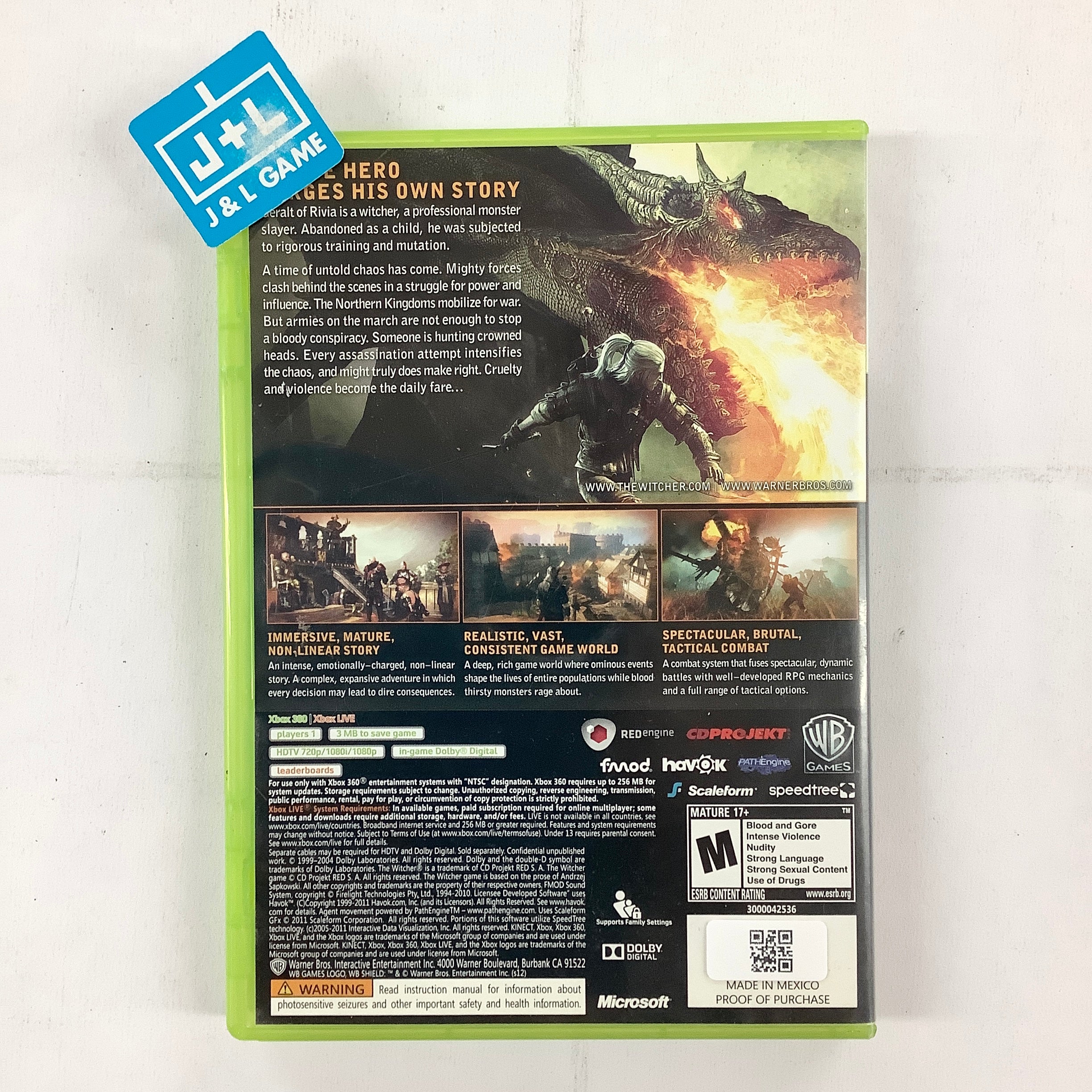 The Witcher 2: Assassins of Kings (Enhanced Edition) - Xbox 360 [Pre-Owned] Video Games Warner Bros. Interactive Entertainment   