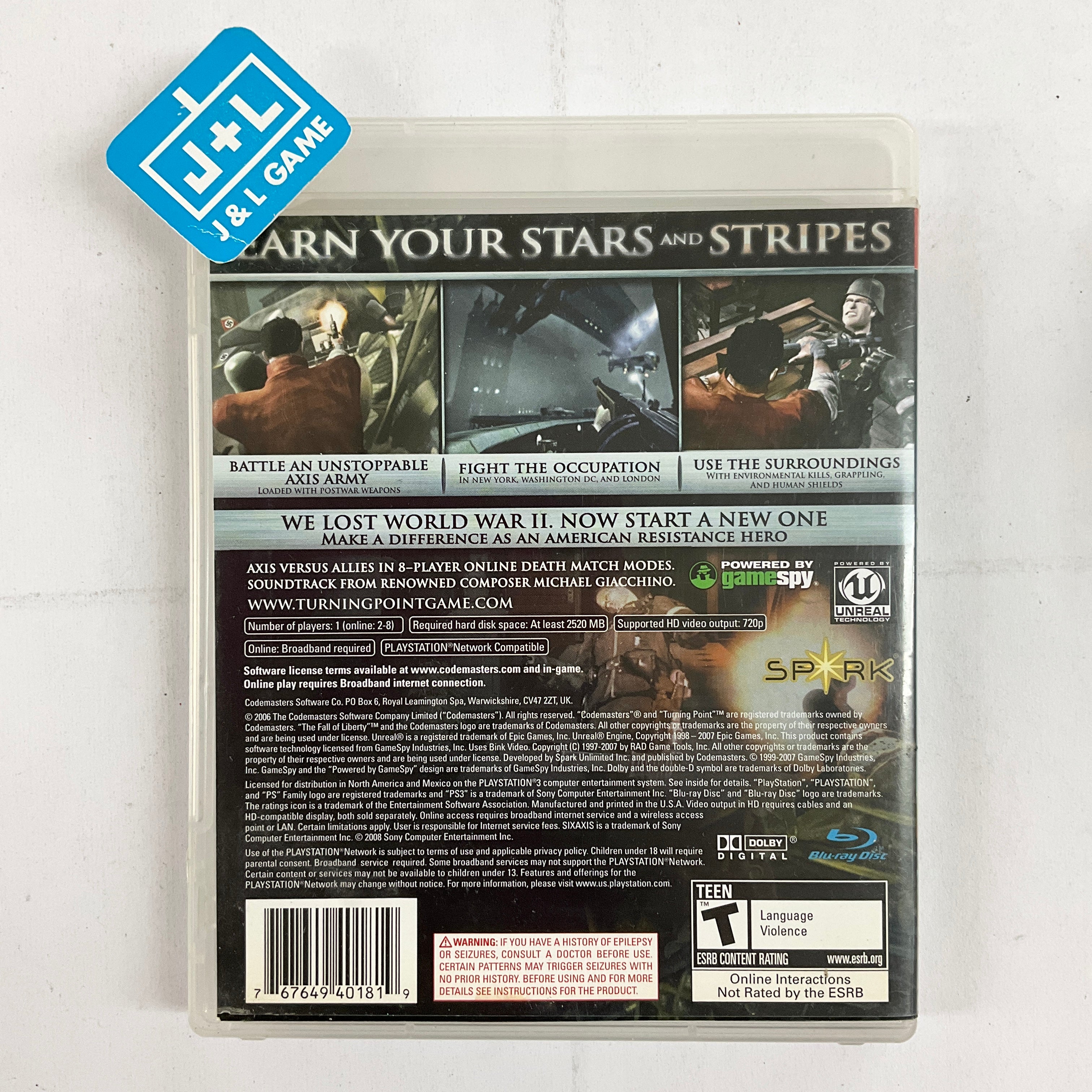 Turning Point: Fall of Liberty - (PS3) PlayStation 3 [Pre-Owned] Video Games Codemasters   