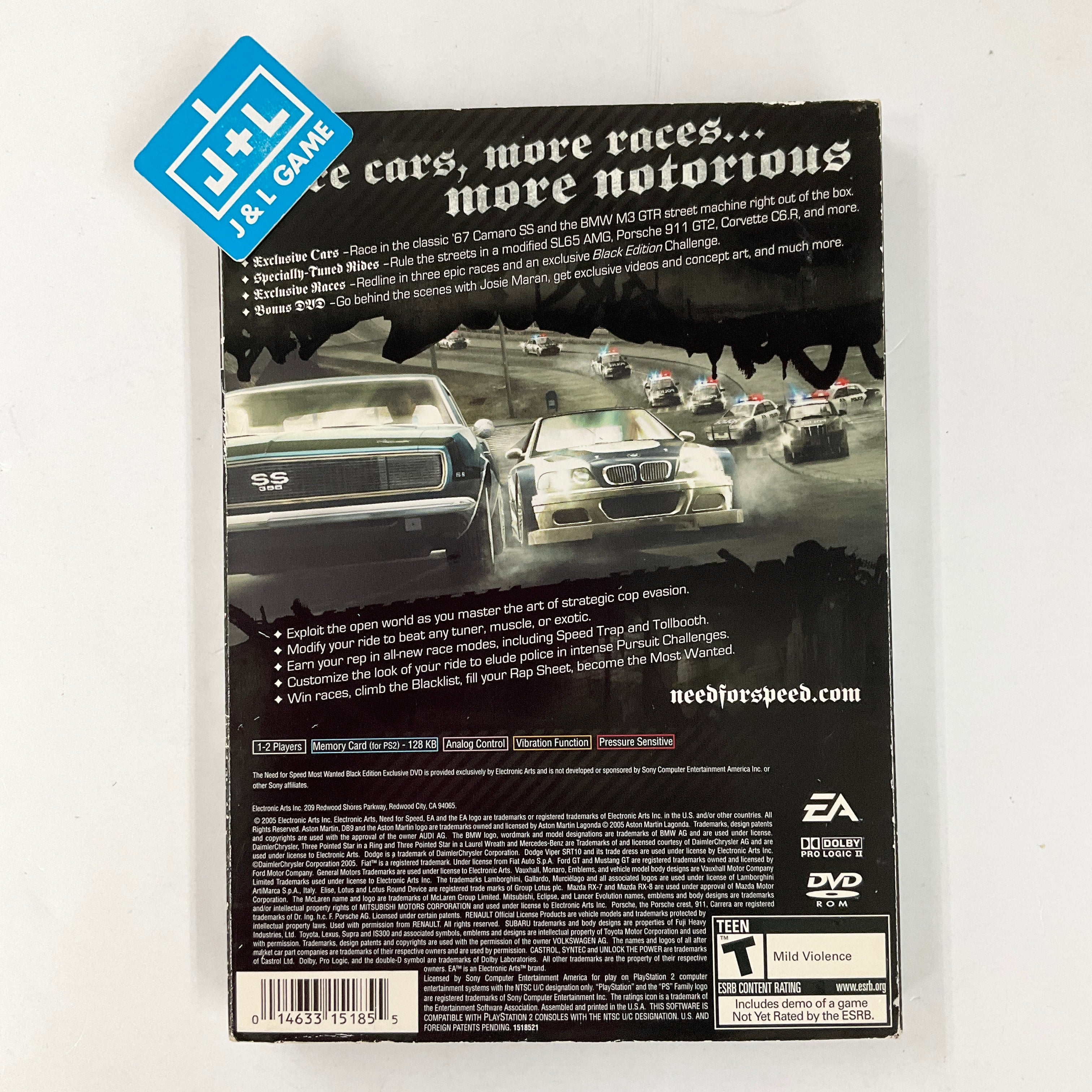 Need for Speed Most Wanted (Black Edition) - (PS2) PlayStation 2 [Pre-Owned] Video Games Electronic Arts   