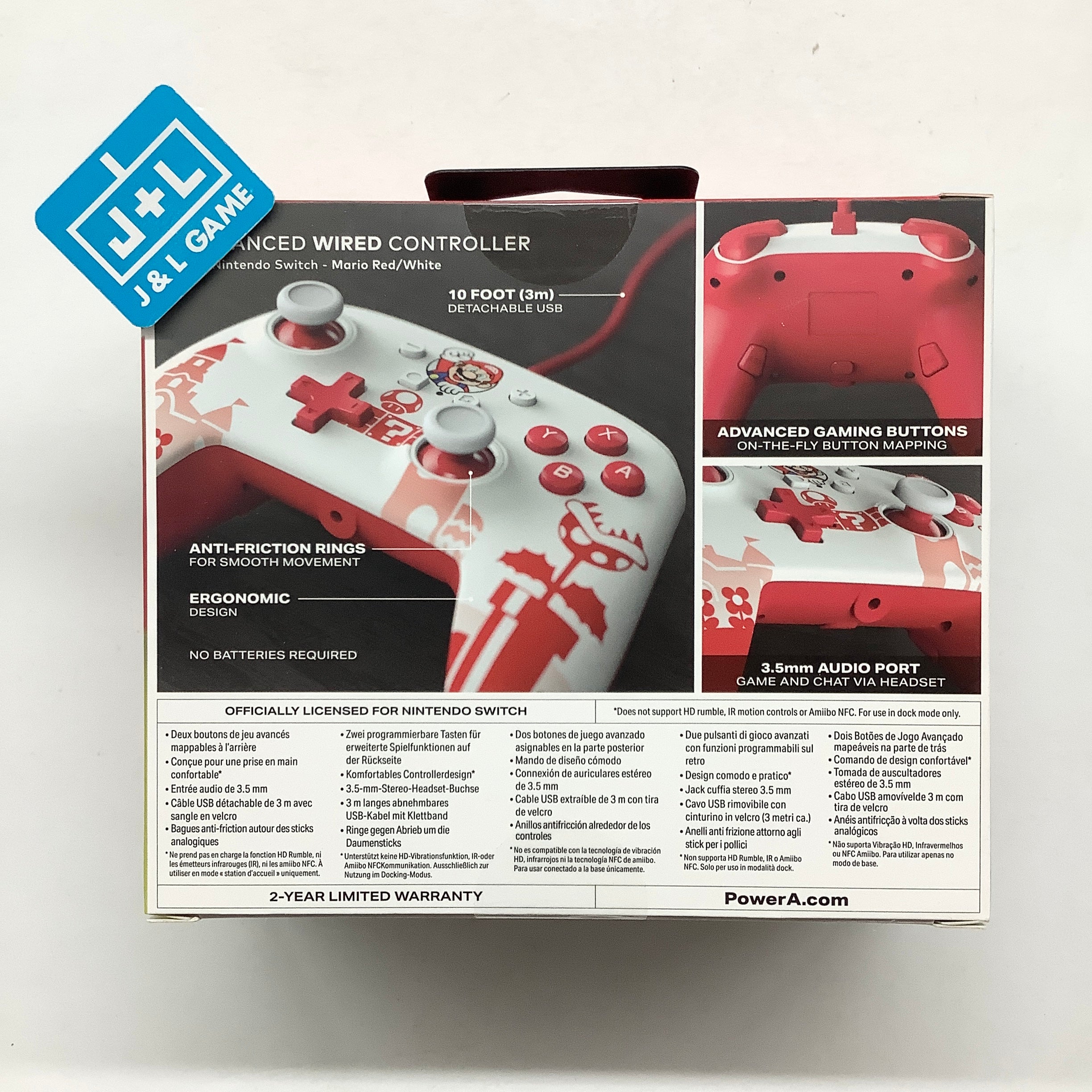 PowerA Enhanced Wired Controller (Mario Red/White) - (NSW) Nintendo Switch Accessories PowerA   