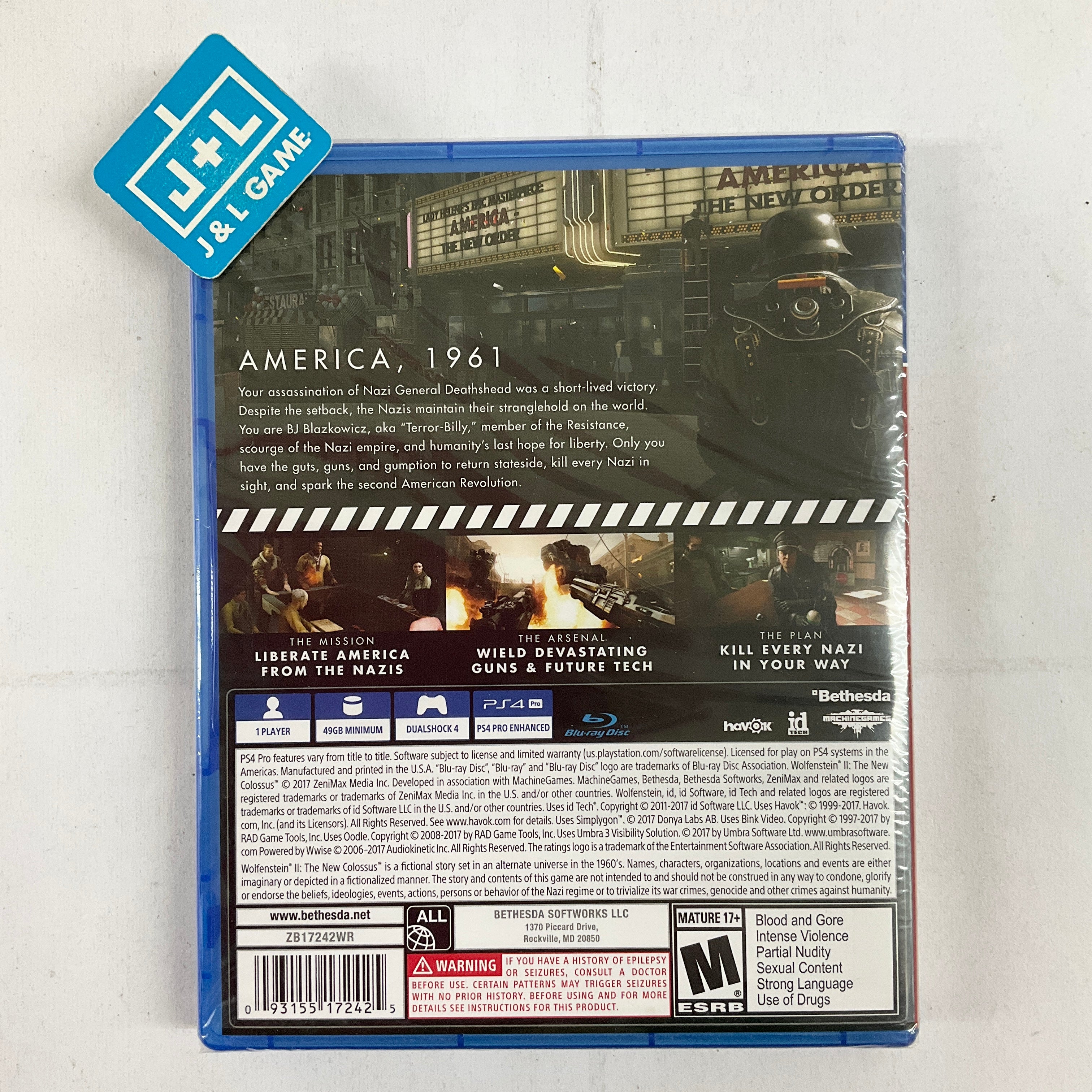 Wolfenstein II: The New Colossus - (PS4) PlayStation 4 Video Games Bethesda   