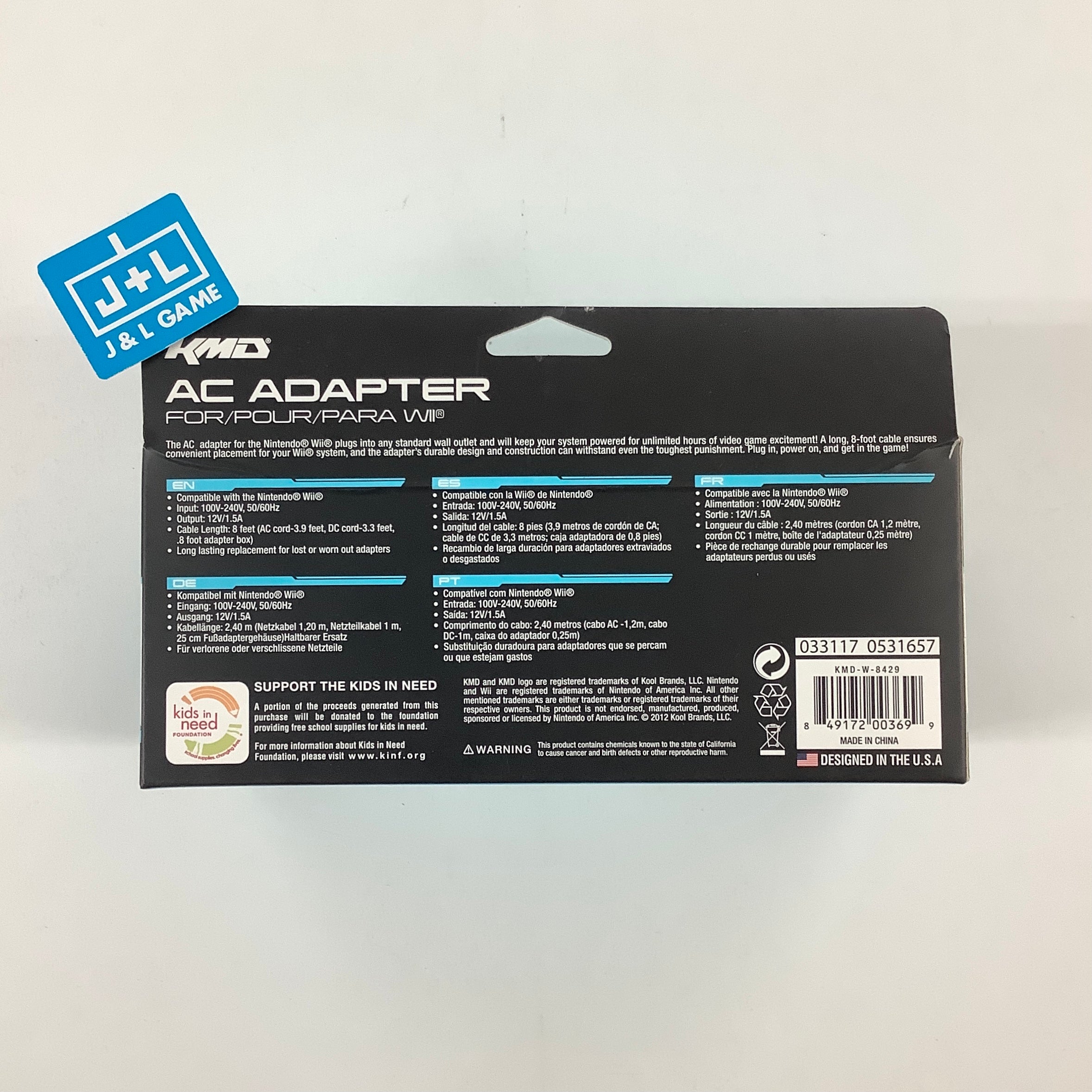 KMD AC Adapter for Wii - Nintendo Wii Accessories KMD   