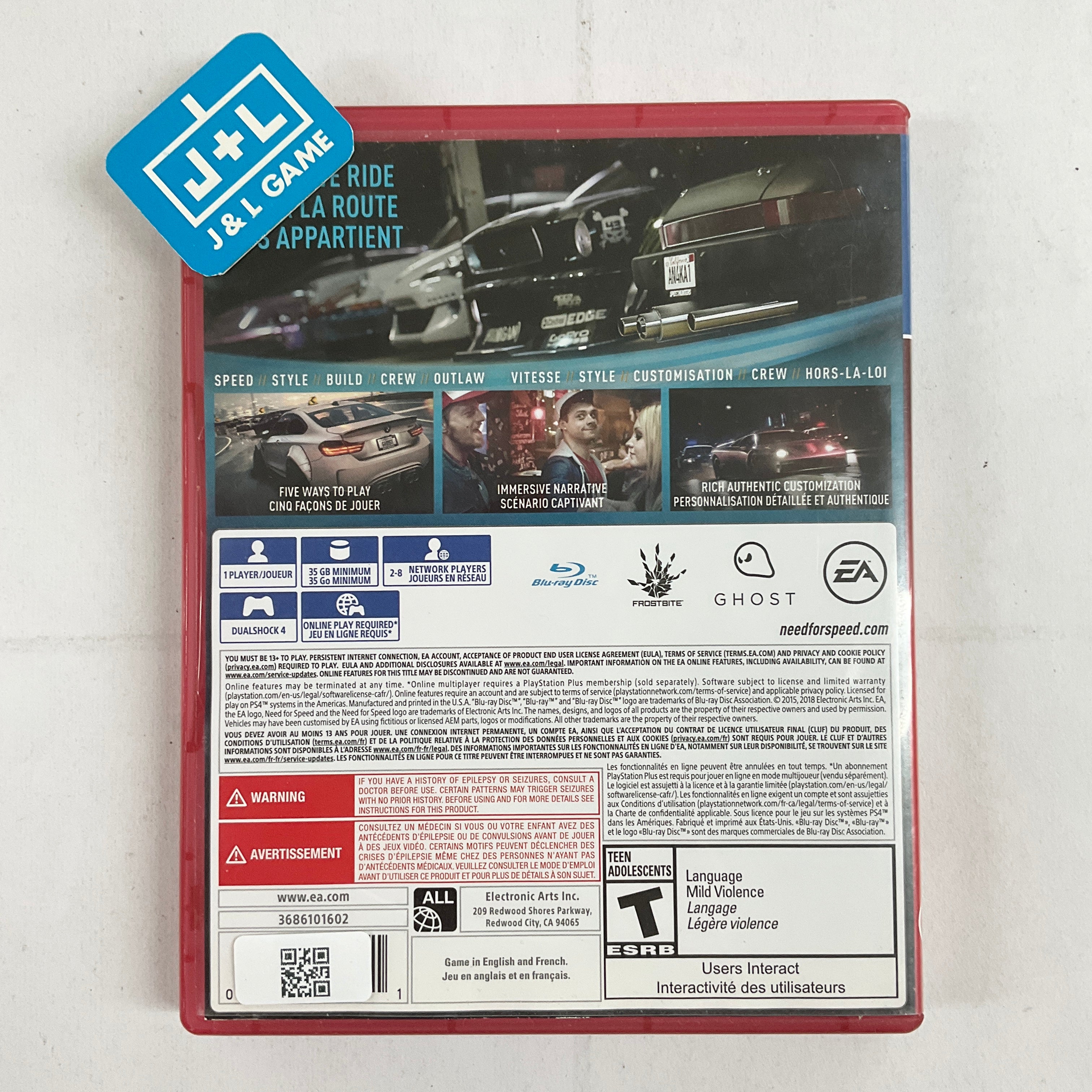 Need for Speed (PlayStation Hits) - (PS4) PlayStation 4 [Pre-Owned] Video Games Electronic Arts   