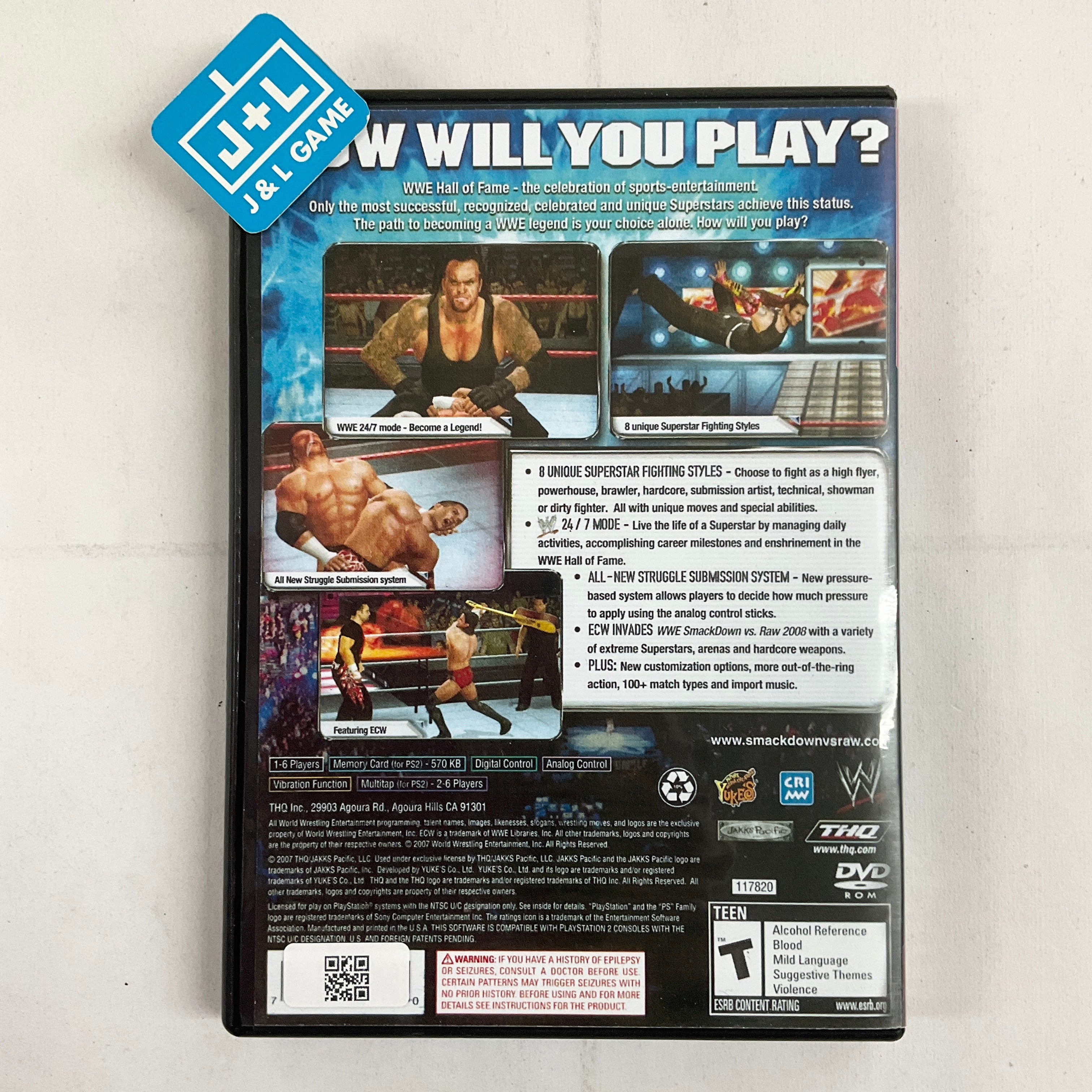 WWE SmackDown! vs. RAW 2008 (Greatest Hits) - (PS2) PlayStation 2 [Pre-Owned] Video Games THQ   