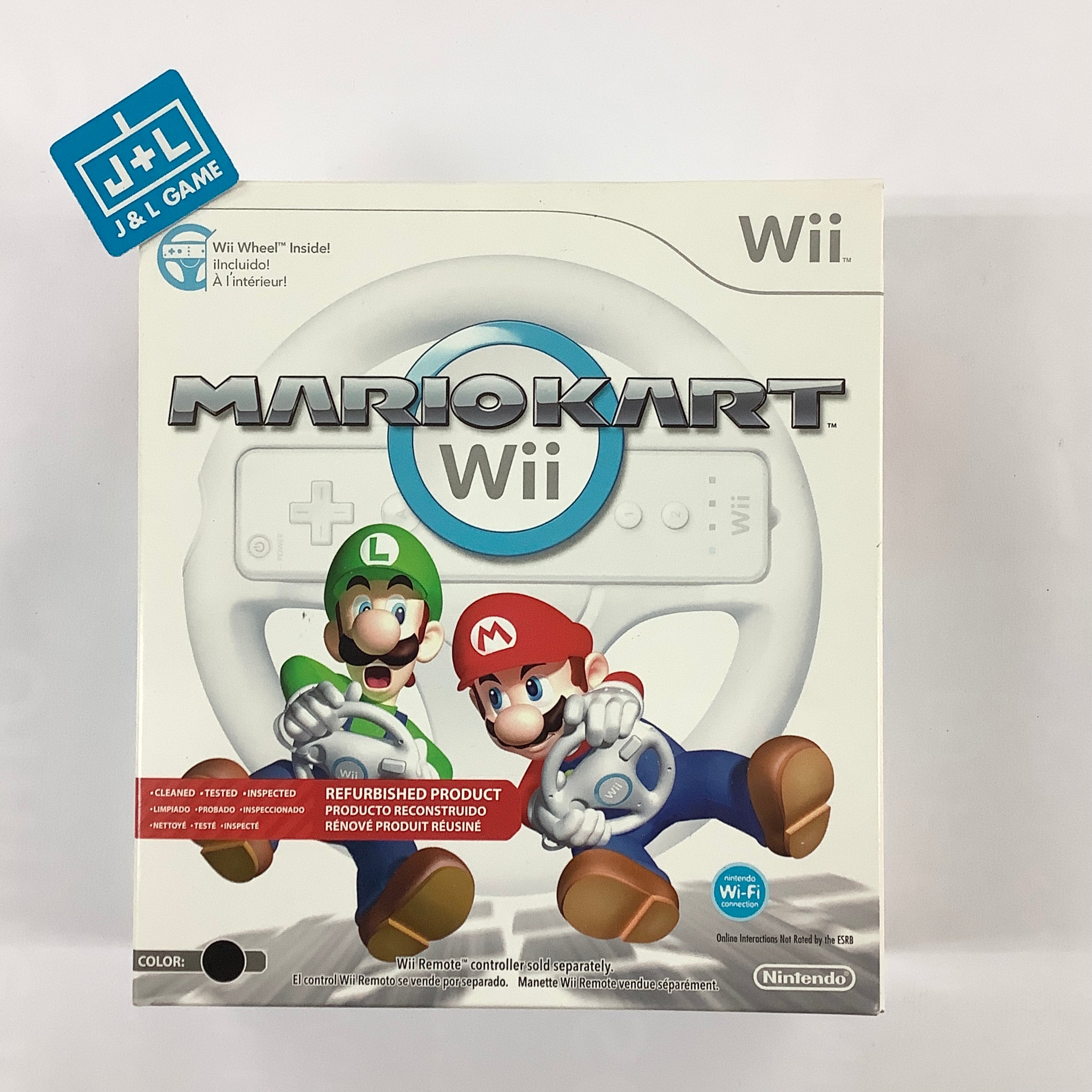 Mario Kart Wii With Black Wii Wheel (Refurbished Product