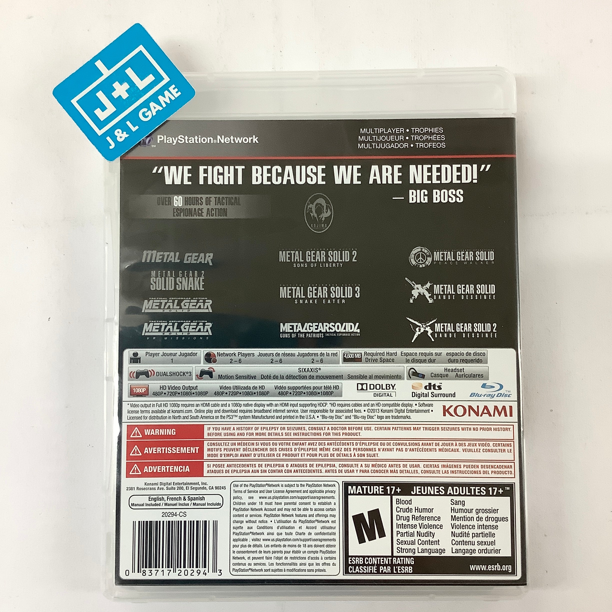 Metal Gear Solid: The Legacy Collection - (PS3) PlayStation 3 [Pre-Owned] Video Games Konami   