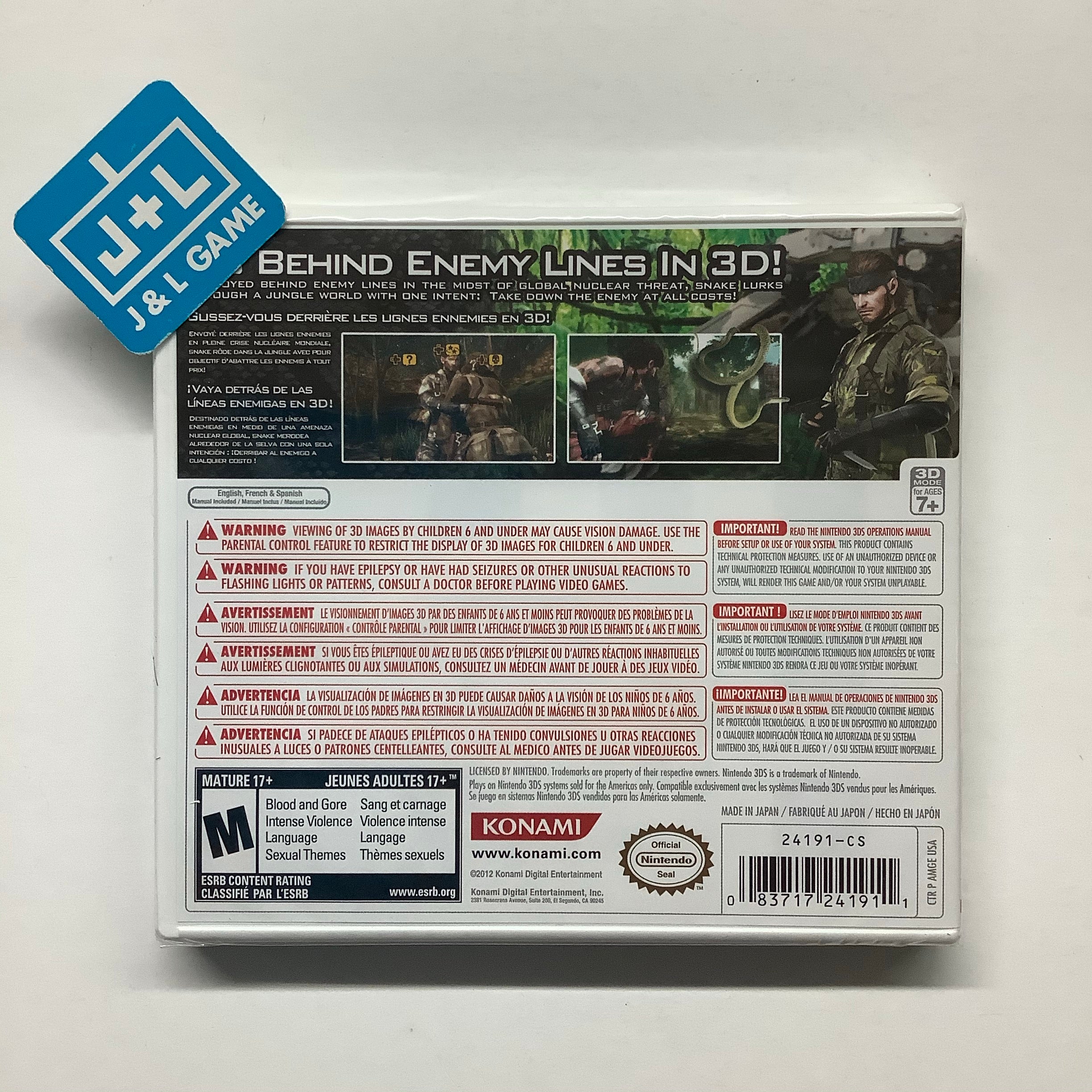 Metal Gear Solid: Snake Eater 3D - Nintendo 3DS Video Games Konami   