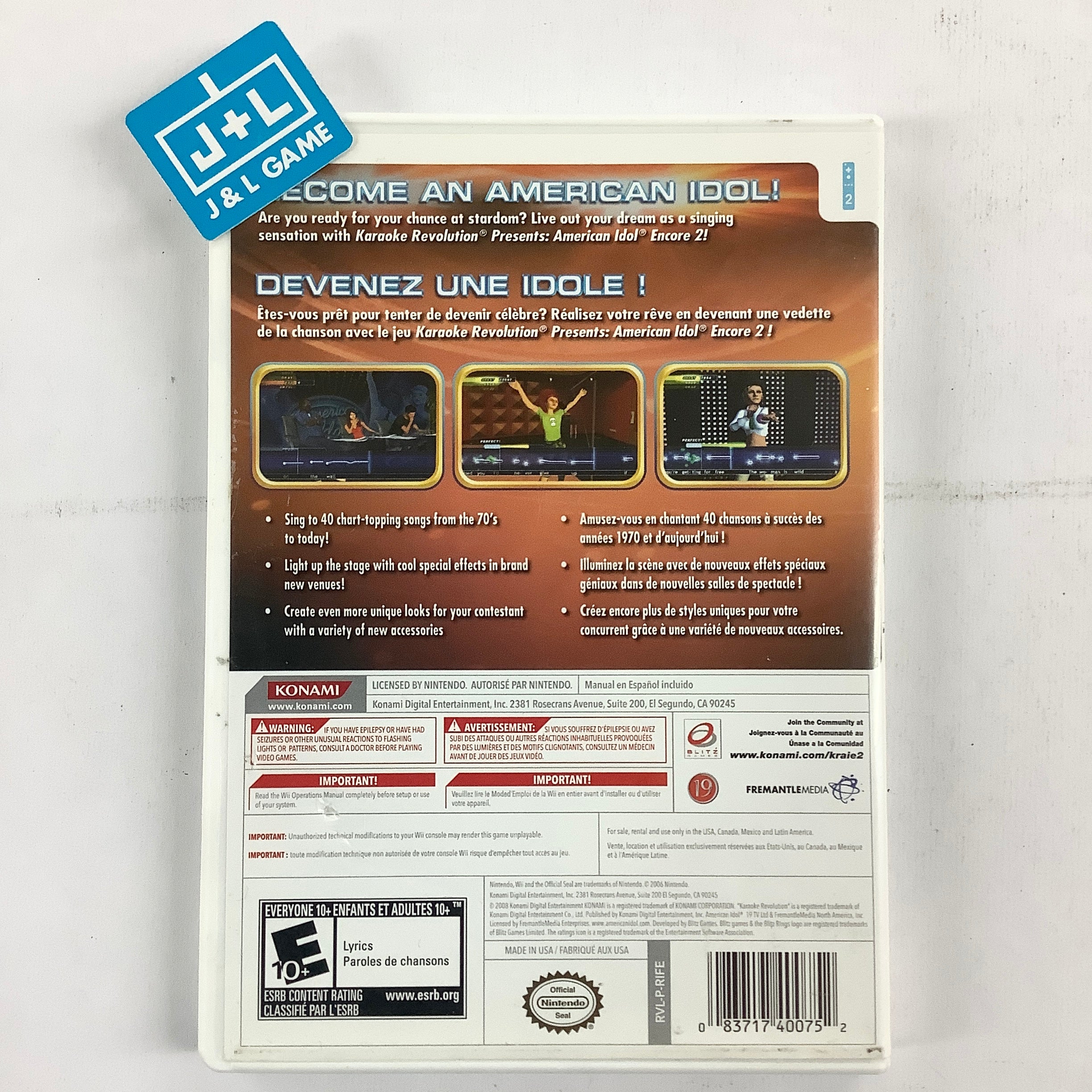 Karaoke Revolution Presents American Idol Encore 2 - Nintendo Wii [Pre-Owned] Video Games Konami   