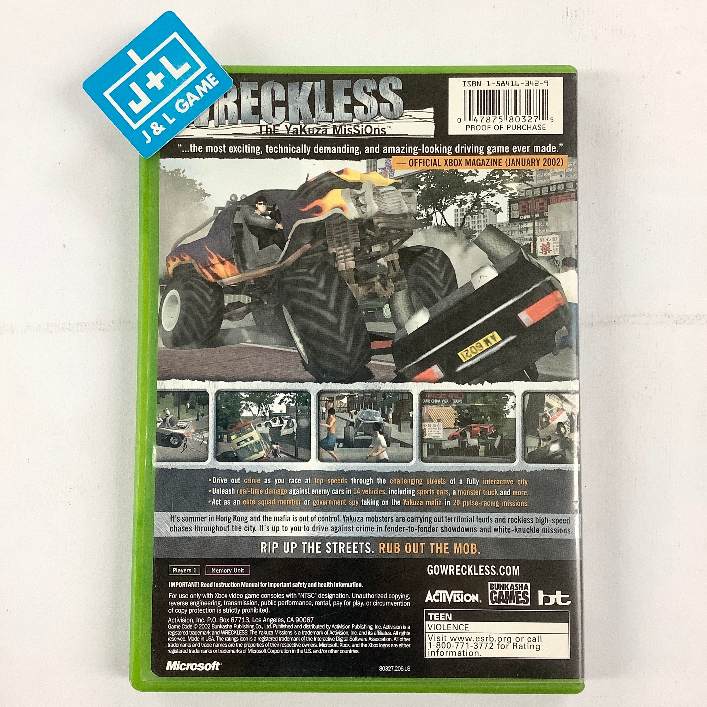 Wreckless: The Yakuza Missions - (XB) Xbox [Pre-Owned] Video Games Activision   