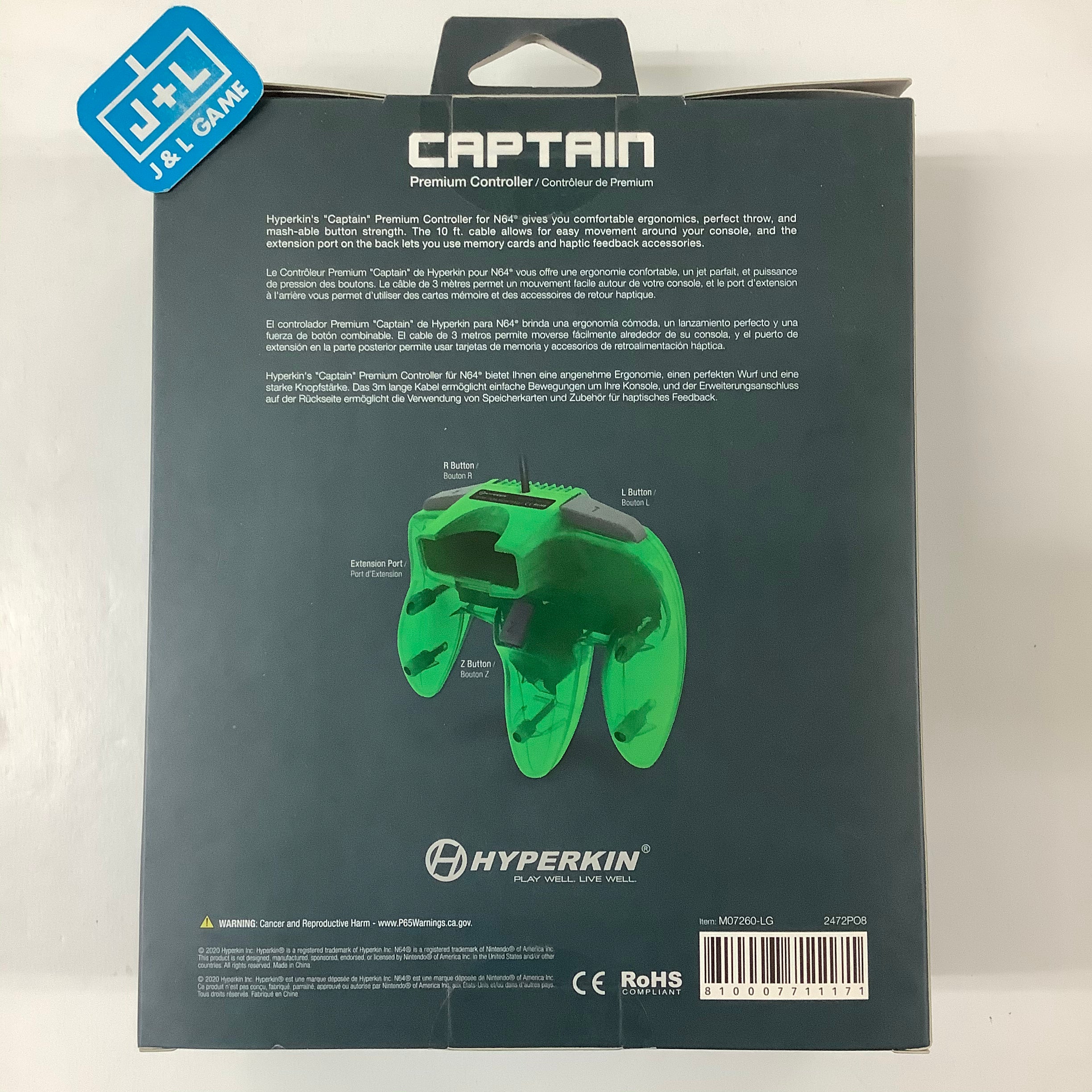 Hyperkin Captain Premium Controller (Lime Green) - (N64) Nintendo 64 Accessories Hyperkin   