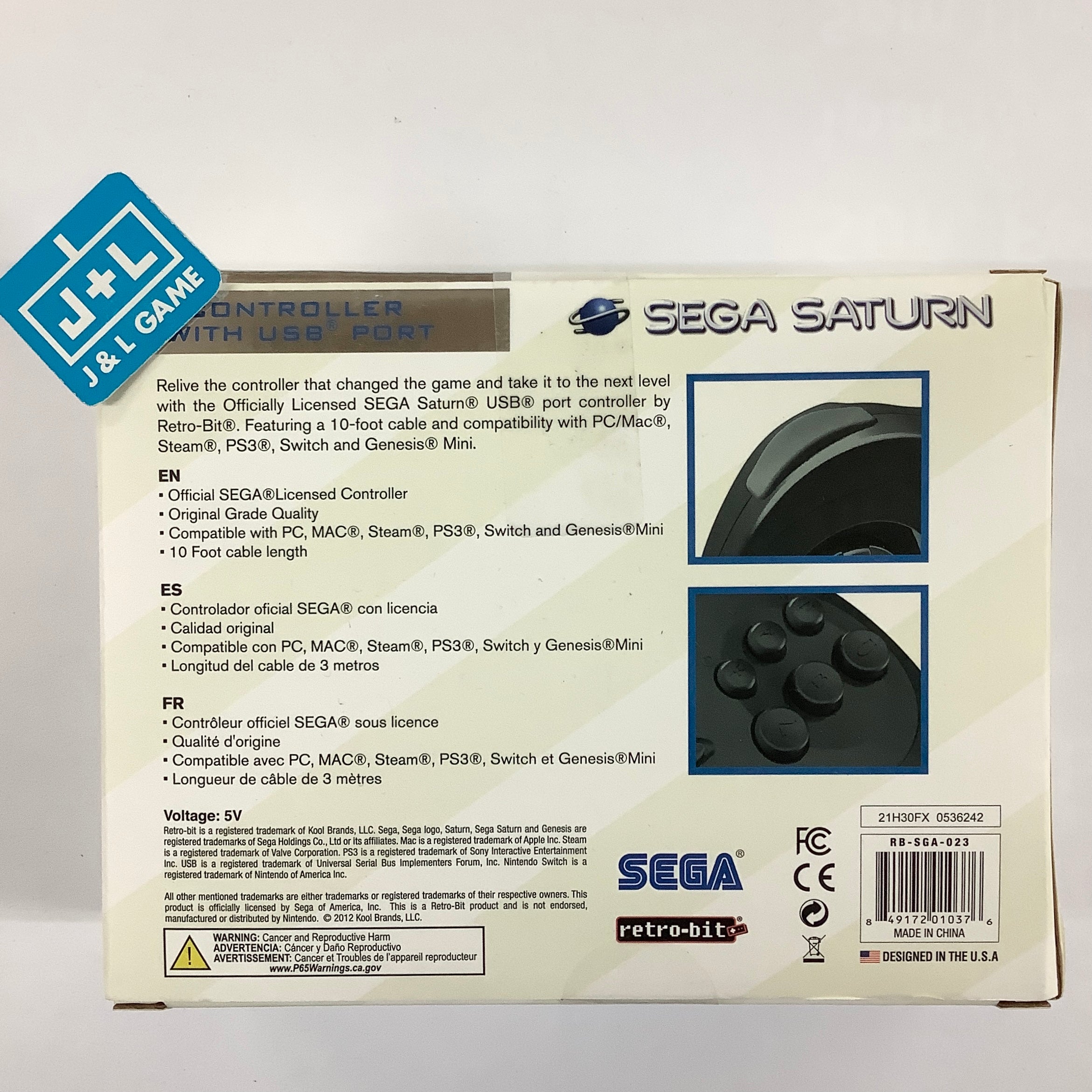 Retro-Bit Official Sega Saturn USB Controller Pad - USB Port (Black) Accessories Retro-Bit   