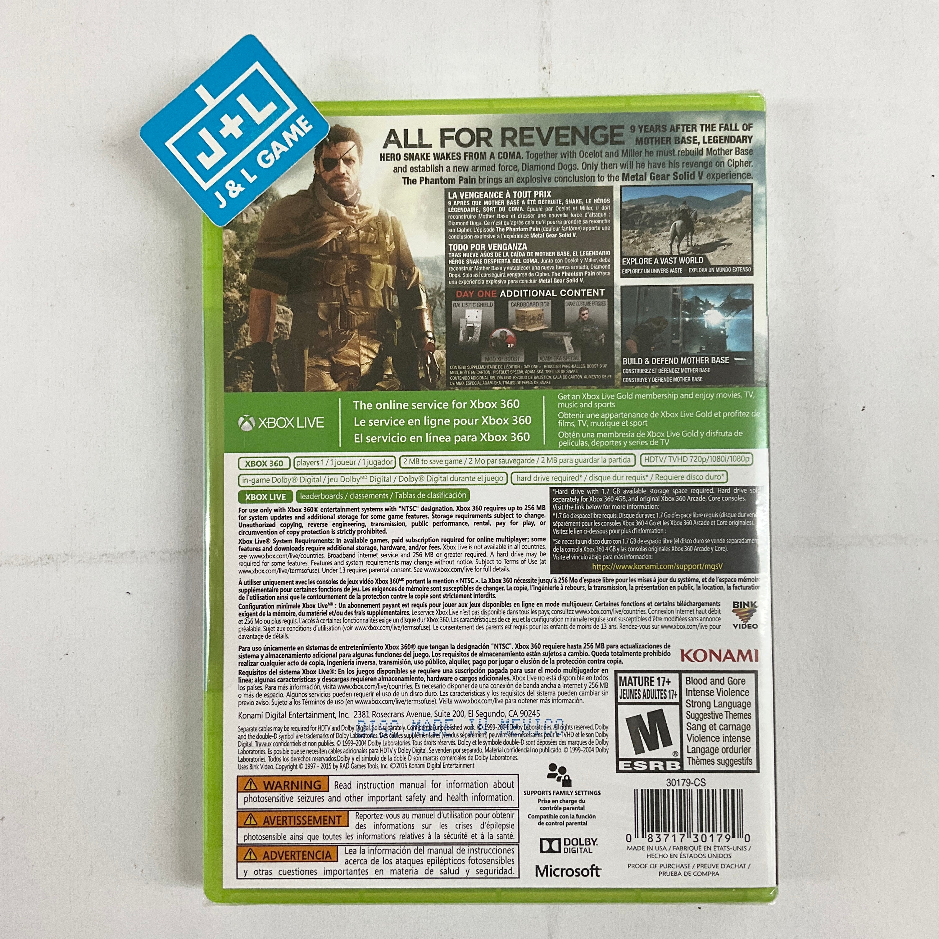 Metal Gear Solid V: The Phantom Pain (Day 1 Edition) - Xbox 360 Video Games Konami   