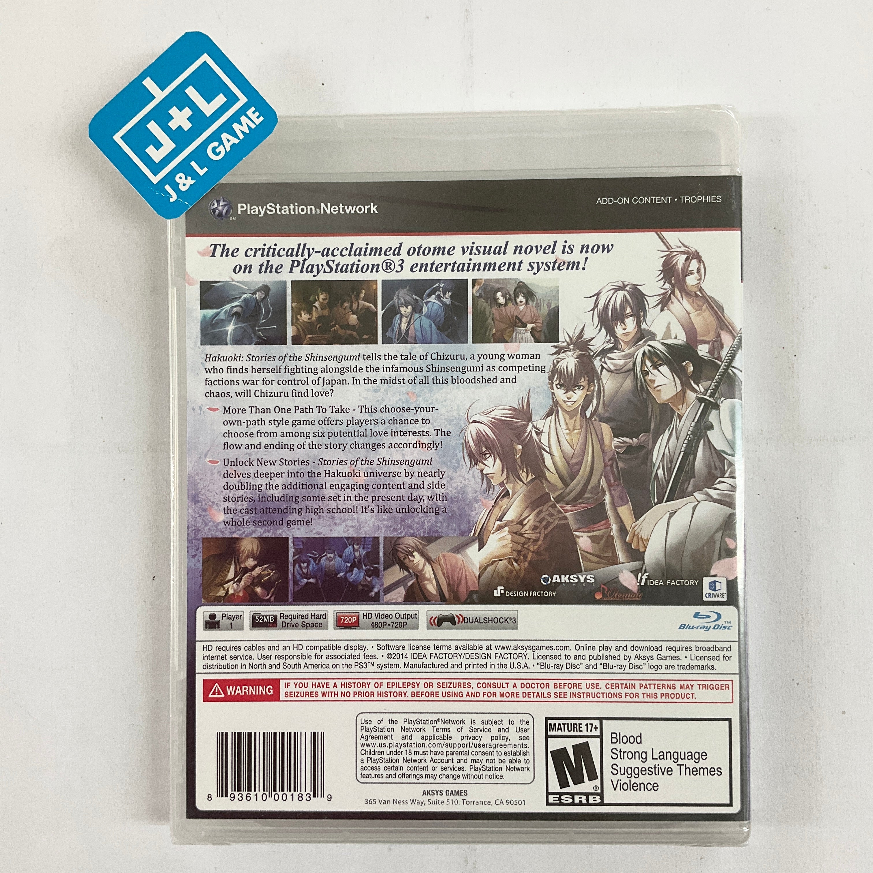 Hakuoki: Stories of the Shinsengumi - (PS3) PlayStation 3 Video Games Aksys Games   