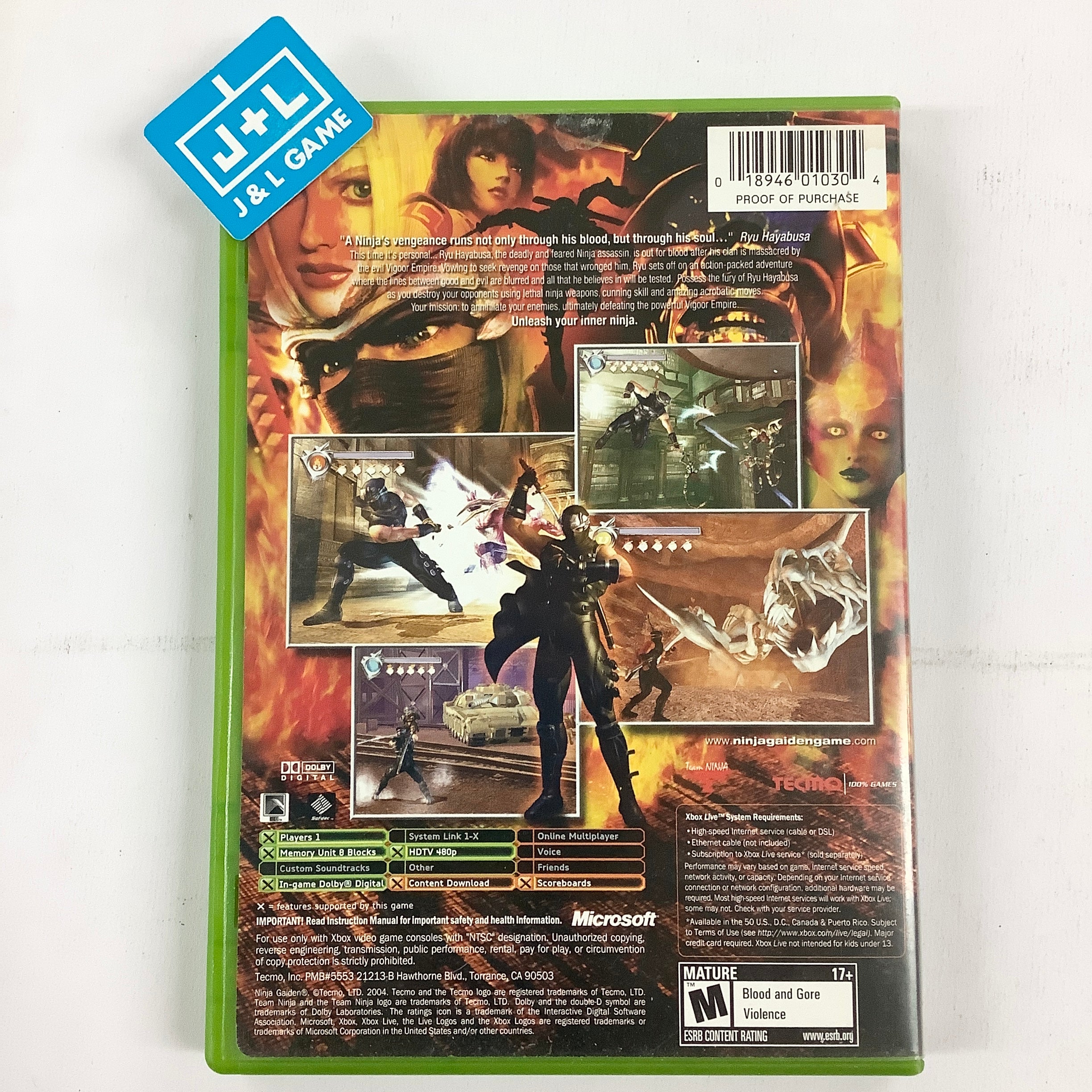 Ninja Gaiden - (XB) Xbox [Pre-Owned] Video Games Tecmo   