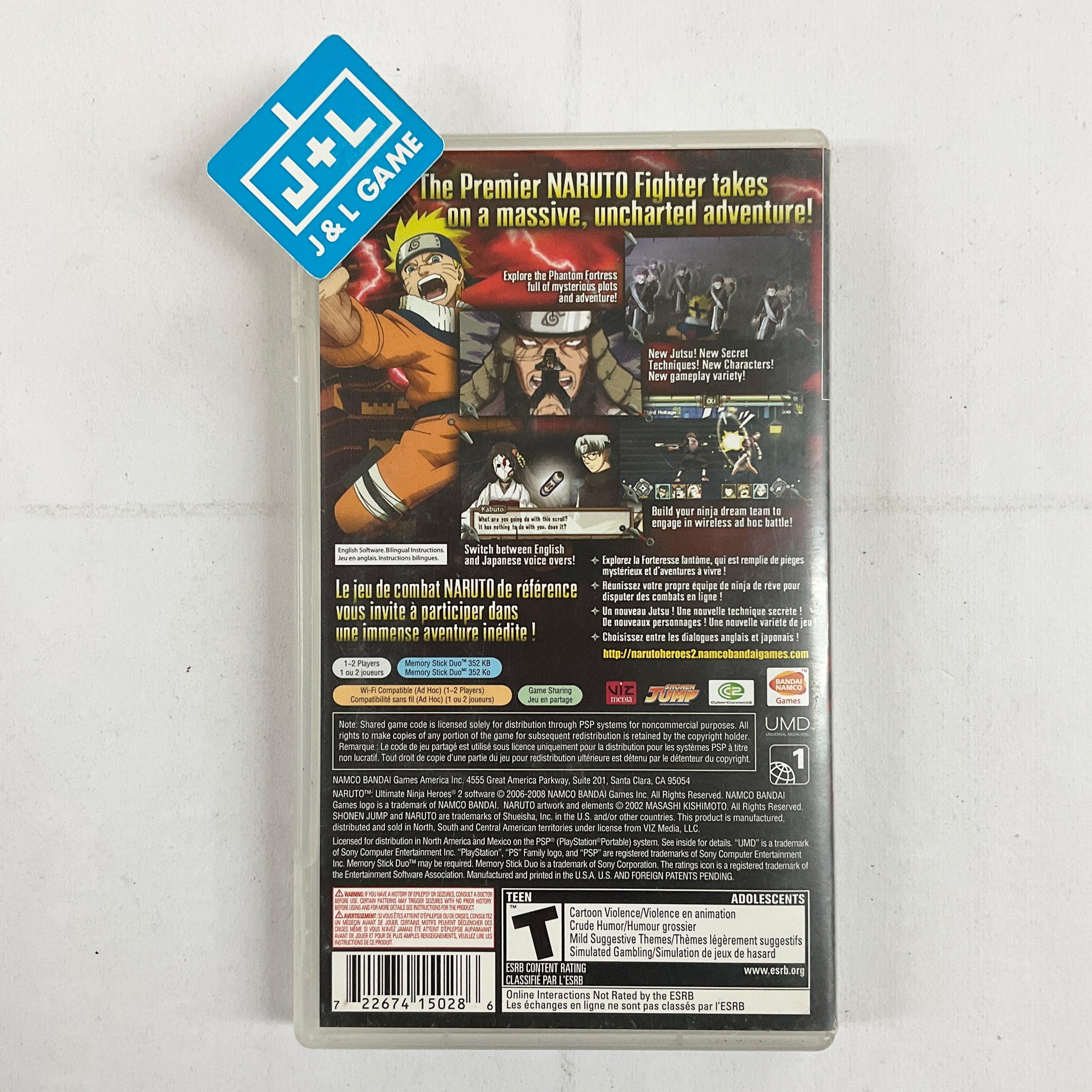 Naruto: Ultimate Ninja Heroes 2: The Phantom Fortress - Sony PSP [Pre-Owned] Video Games Namco Bandai Games   