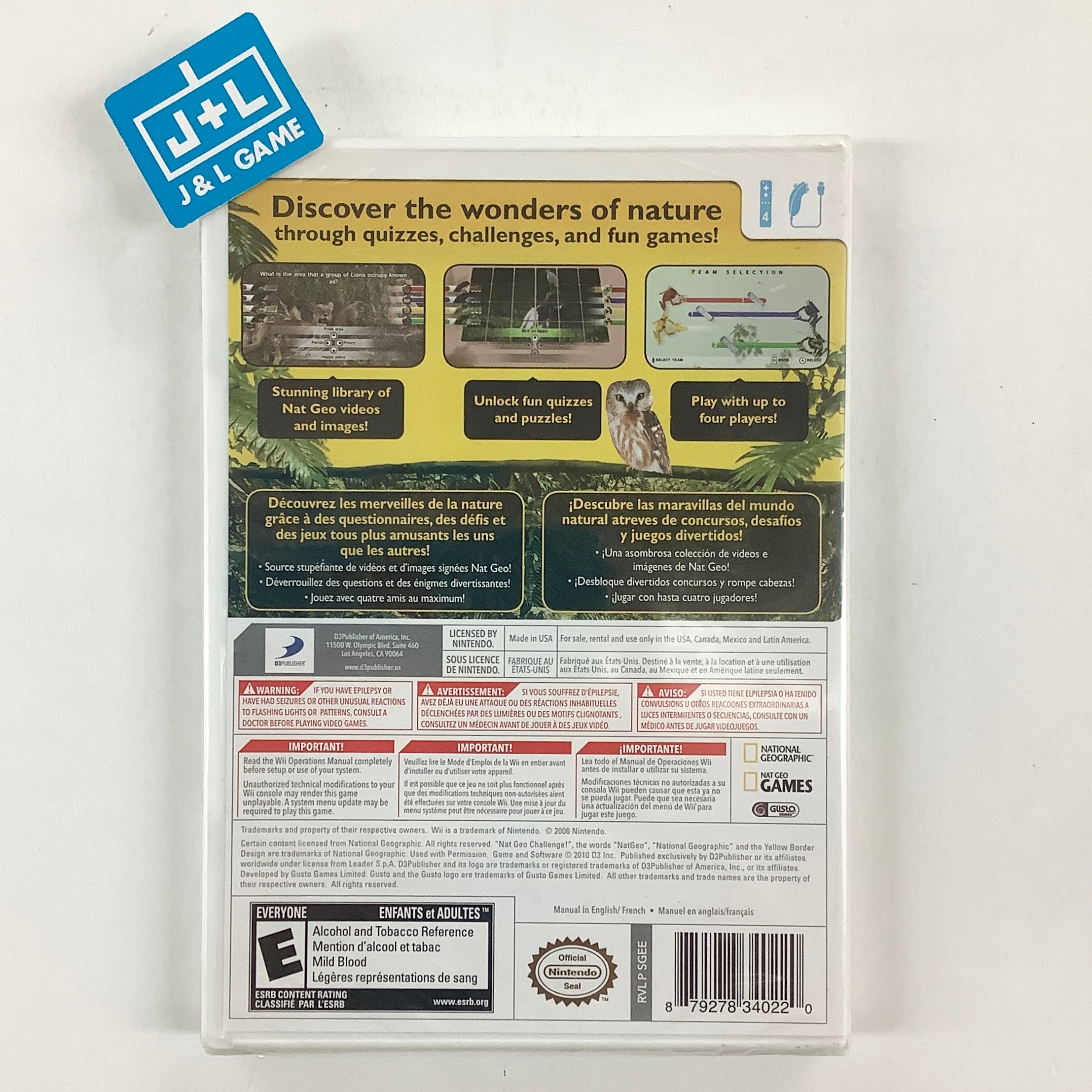 Nat Geo Challenge! Wild Life - Nintendo Wii Video Games D3Publisher   