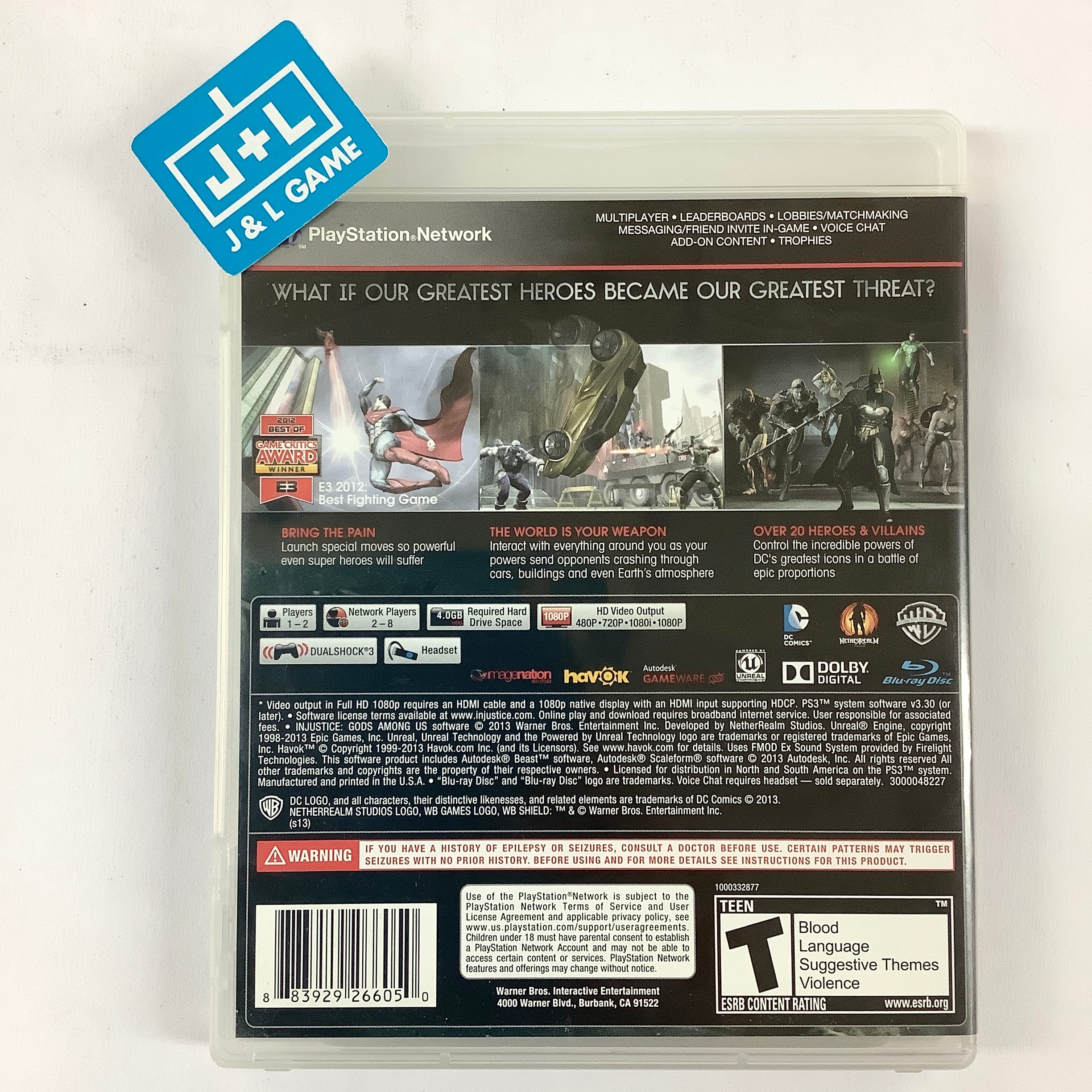 Injustice: Gods Among Us - (PS3) PlayStation 3 [Pre-Owned] Video Games Warner Bros. Interactive Entertainment   